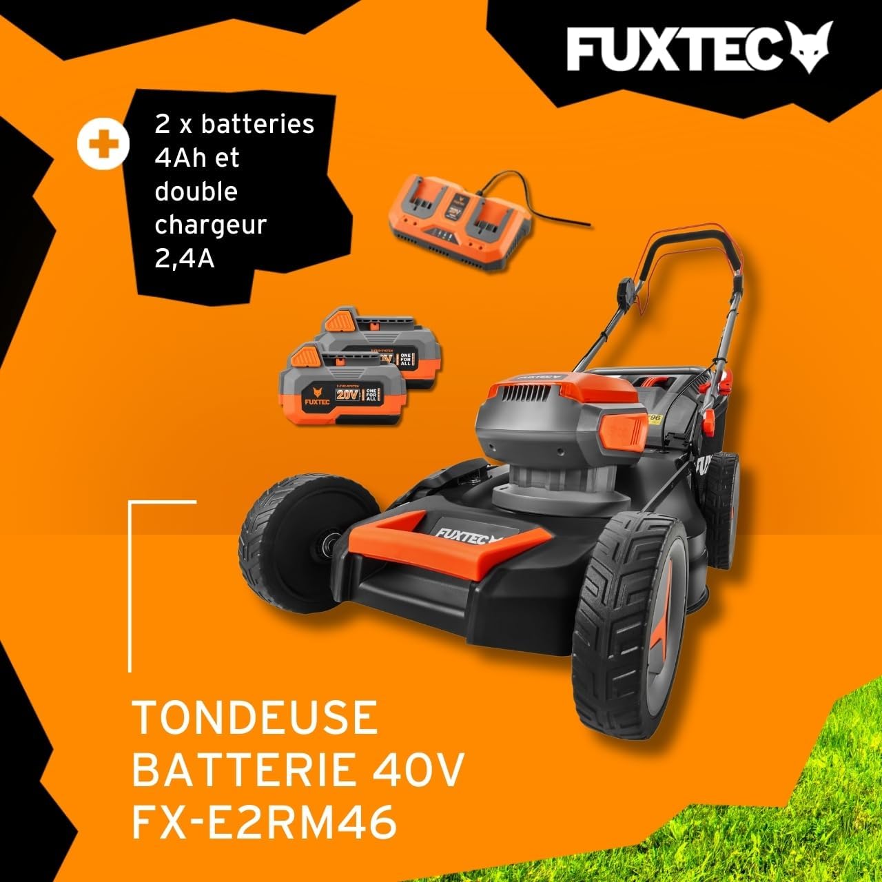 FUXTEC - E2RM46 - 46cm coupe, autotractée, mulching, 50L, 25-75mm E2RM46