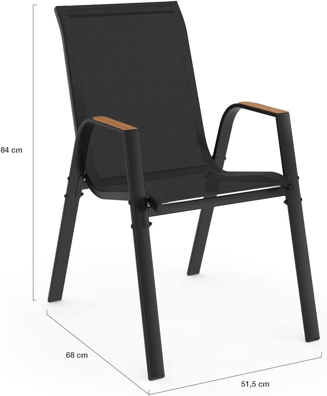 IDMarket - Salon de Jardin NOUMEA Table Extensible 135/270 cm Plateau Effet Bois et 12 chaises empilables Noir et Bois