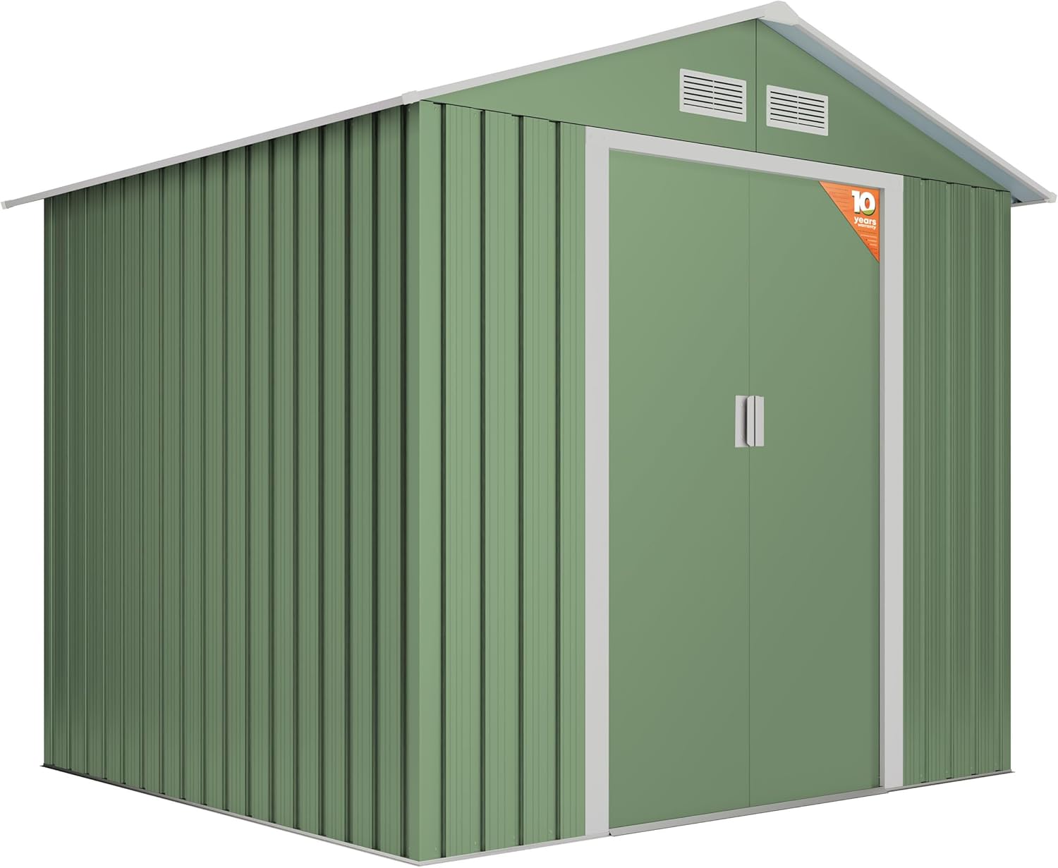 Wasabi - Abri de jardin Light Green 5,27m² double porte, toit double pente, 261x202x202cm