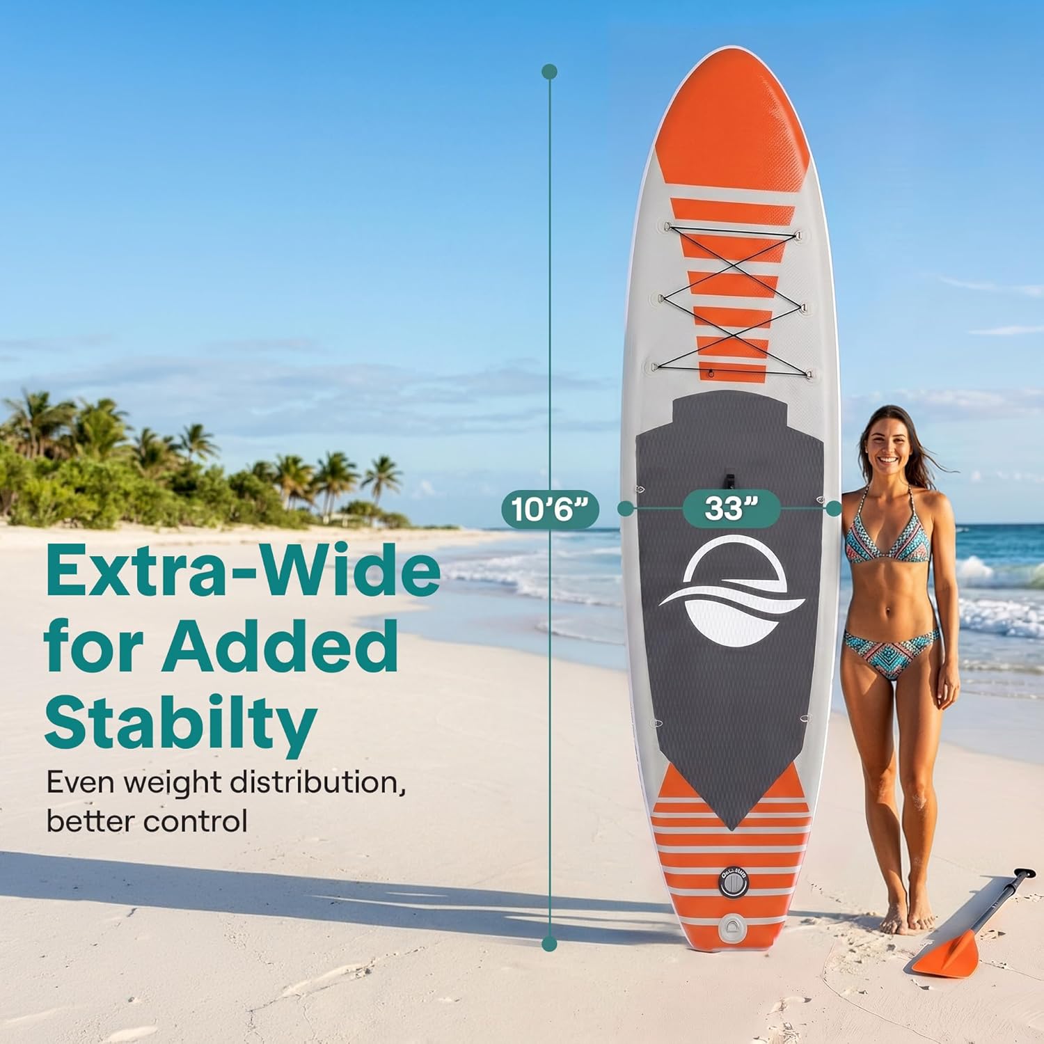 SereneLife - Stand Up Paddle gonflable adulte 6” - accessoires complets - pont antidérapant - SLSUPB10