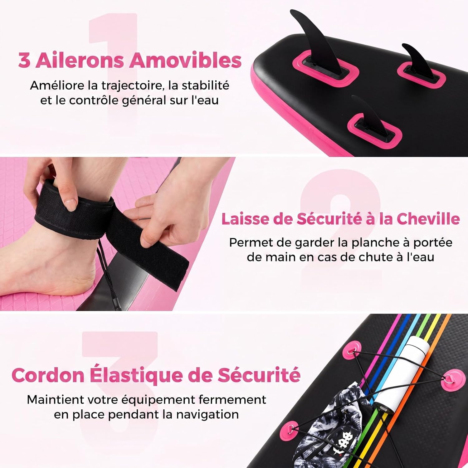 COSTWAY - Paddle gonflable série aluminium - 320x76x15cm, sac et pompe