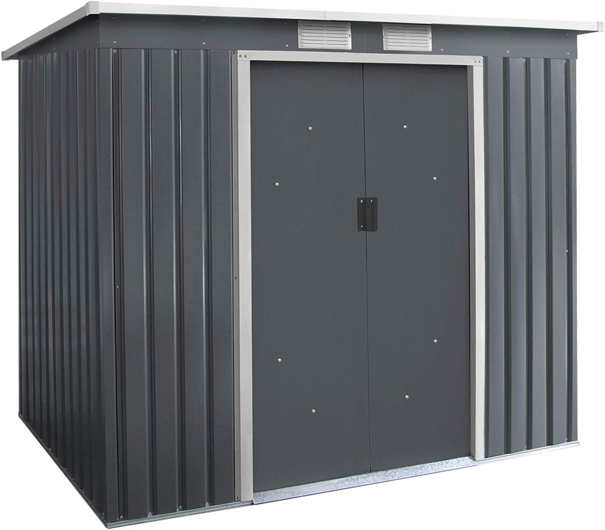 GIANTEX - abri de jardin métal, 213x130x173 cm, porte coulissante, fondation solide.