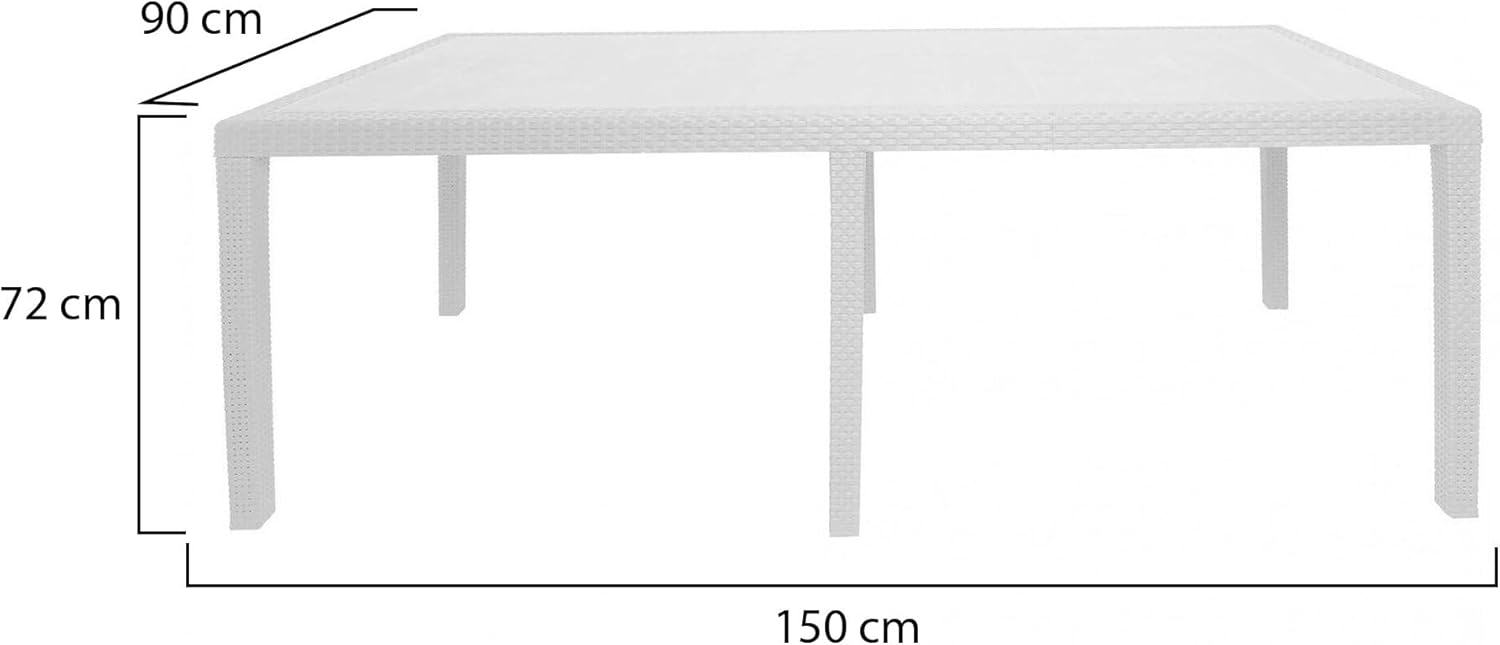 Dmora - Roma - 150/220x90x72 cm - table jardin extensible rotin blanc