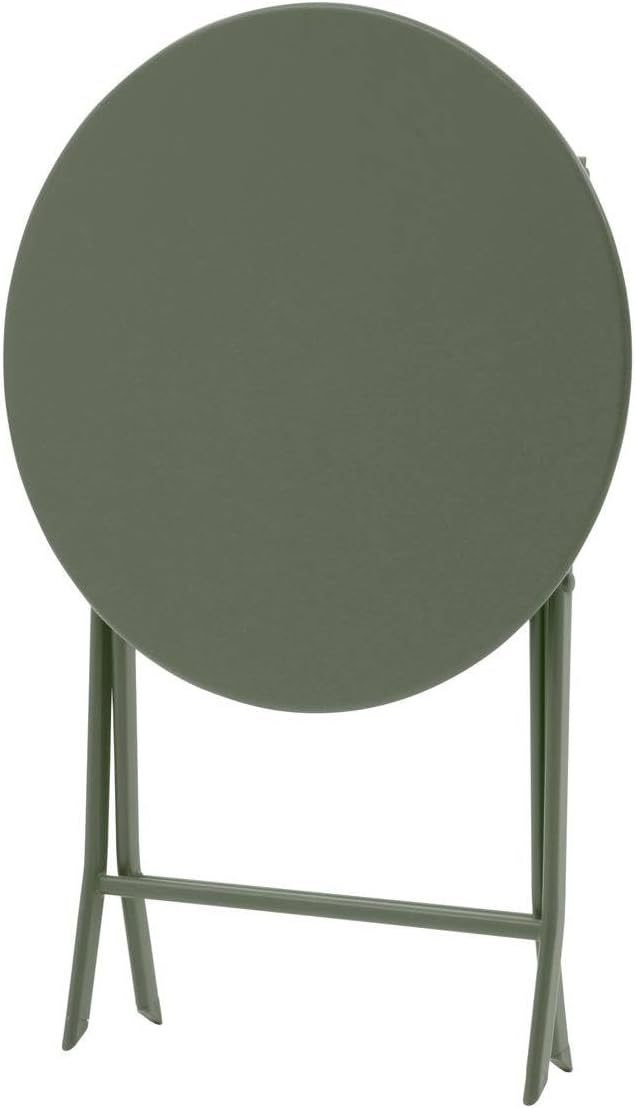 Hespéride - Greensboro ronde 2 places - acier vert laurier renforcé - table de jardin pliante