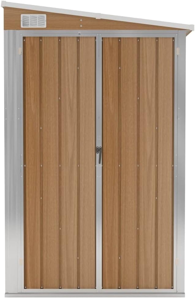 vidaXL - abri de jardin mural acier galvanisé 118x194x178 cm, marron