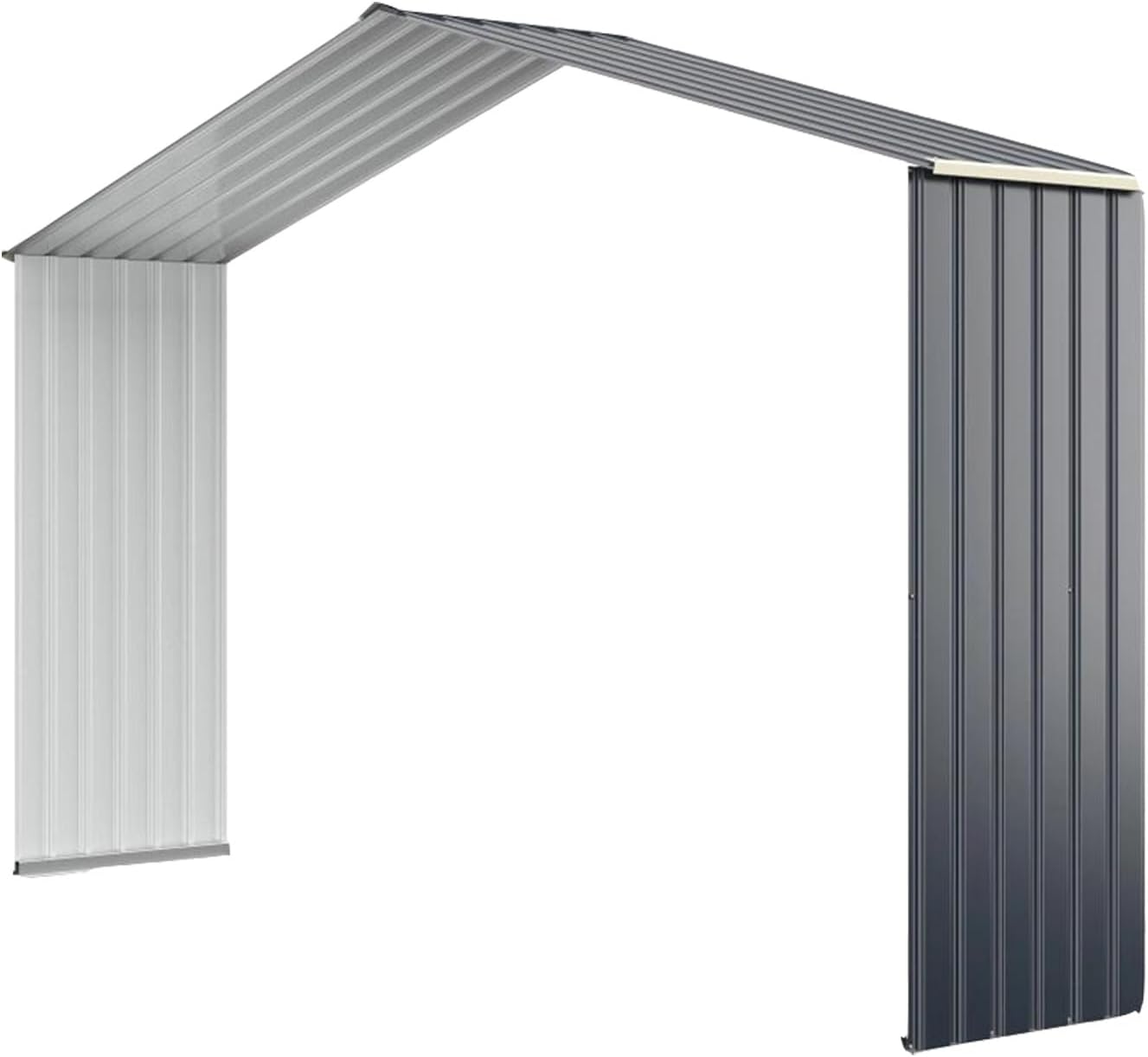 HOMASIS Abri de jardin en métal avec 4 fenêtres d'aération et 2 portes coulissantes, toit à pignon, résistant aux intempéries, gris (340 x 255 x 210 cm)