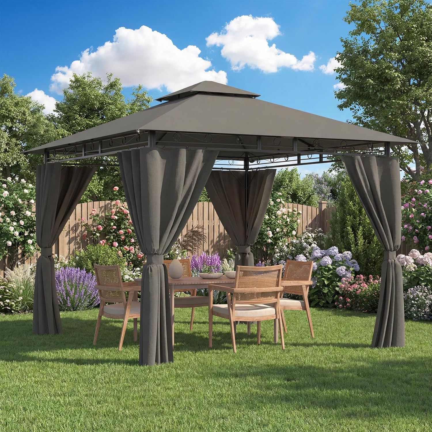 Devoko - Deluxe tonnelle - 3x3m - imperméable, cadre métal, 4-6 pers.