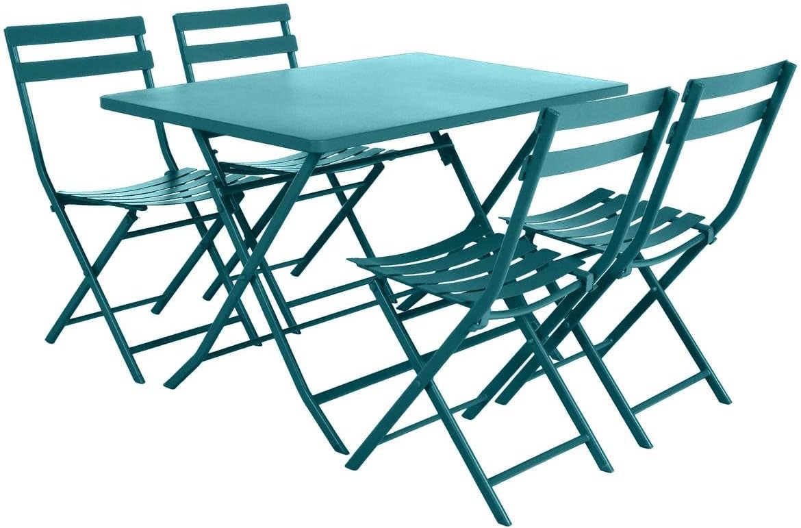 Hespéride - Greensboro - 120x70cm - table pliante 4 places acier bleu