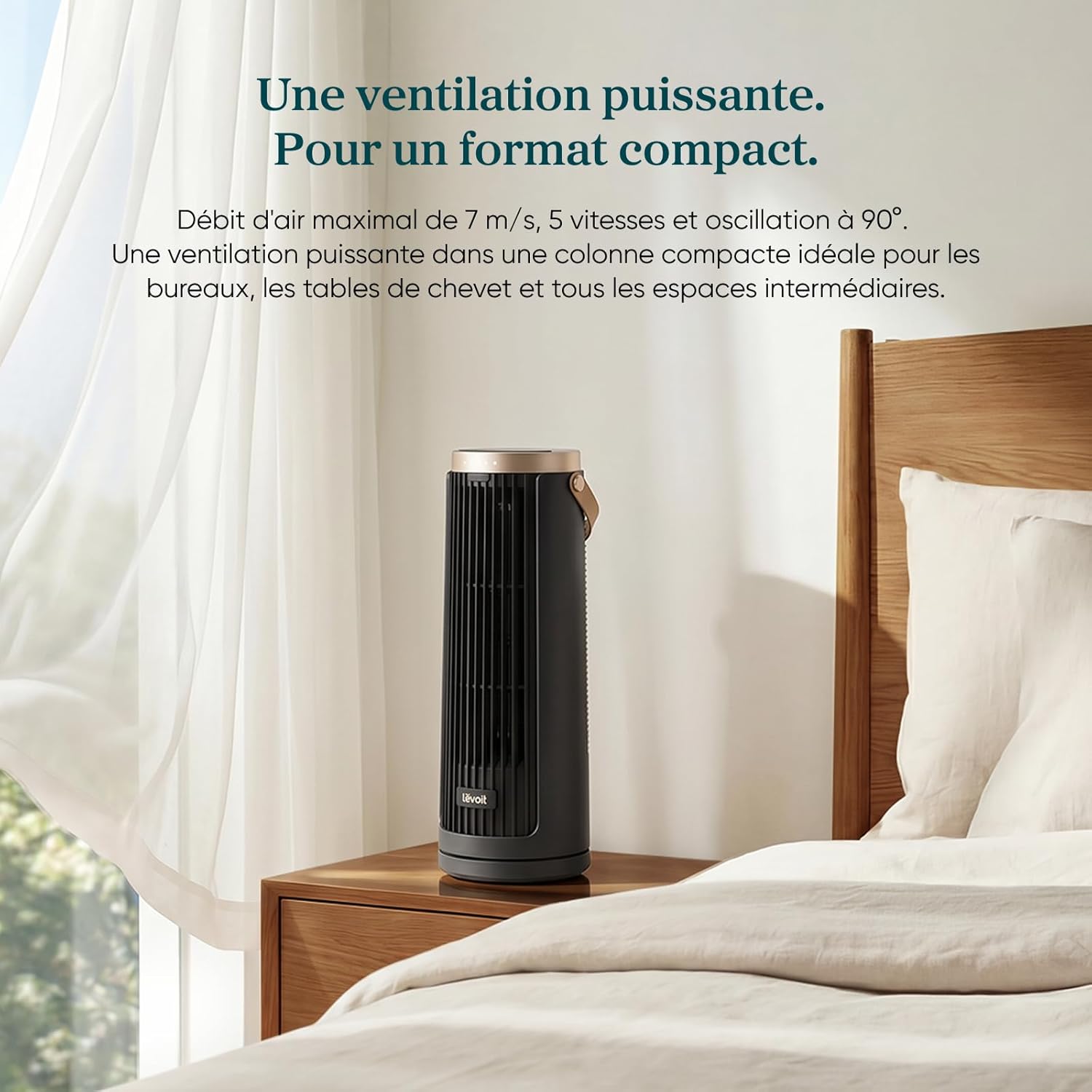 Levoit - Windi Mini Pro - compact - ultra silencieux, 7m/s, 4 vitesses, oscillant