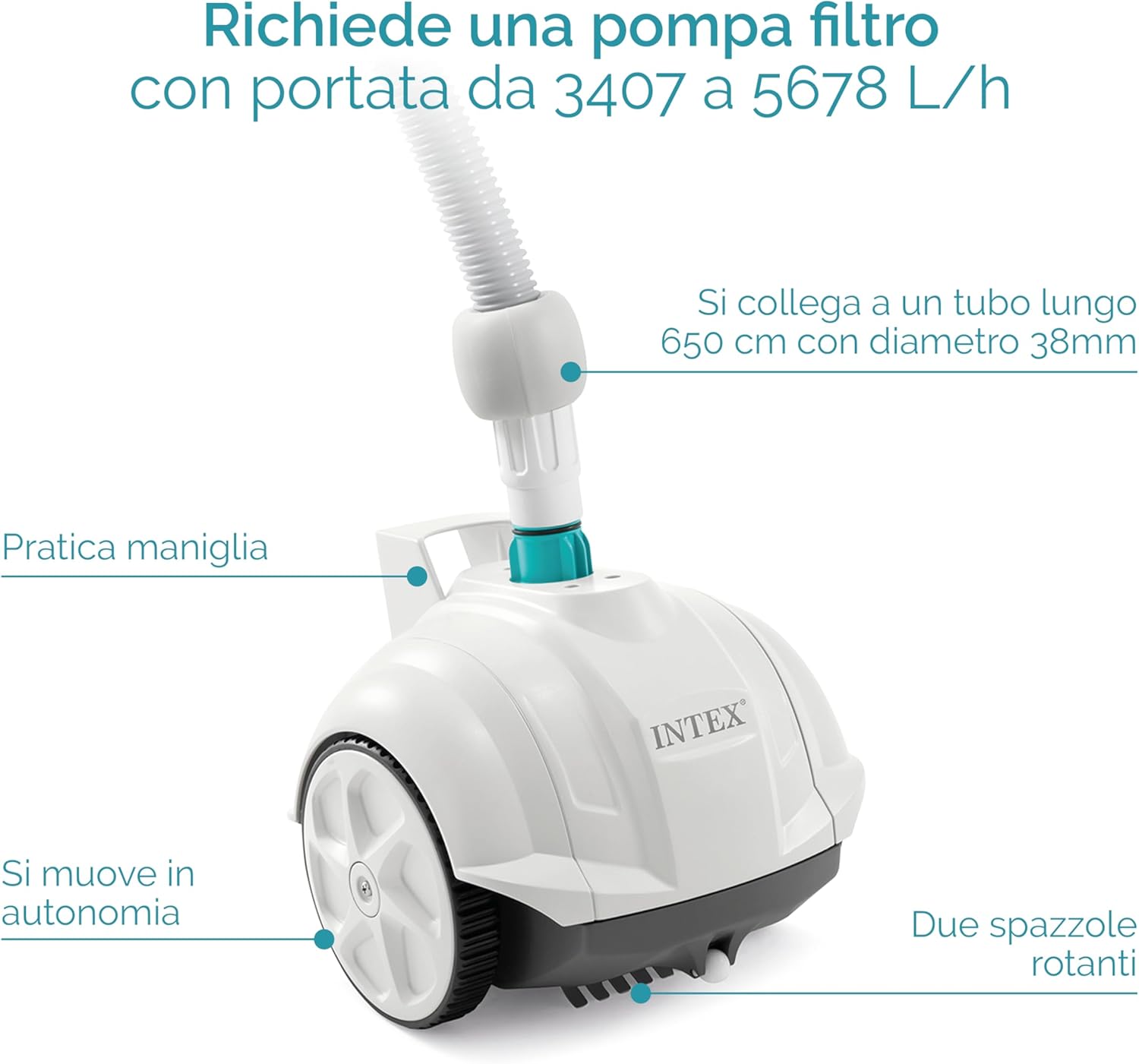 Intex - Aspirateur Robot Fond ZX50 - Blanc/Bleu - Dimensions compactes, aspiration efficace ZX50