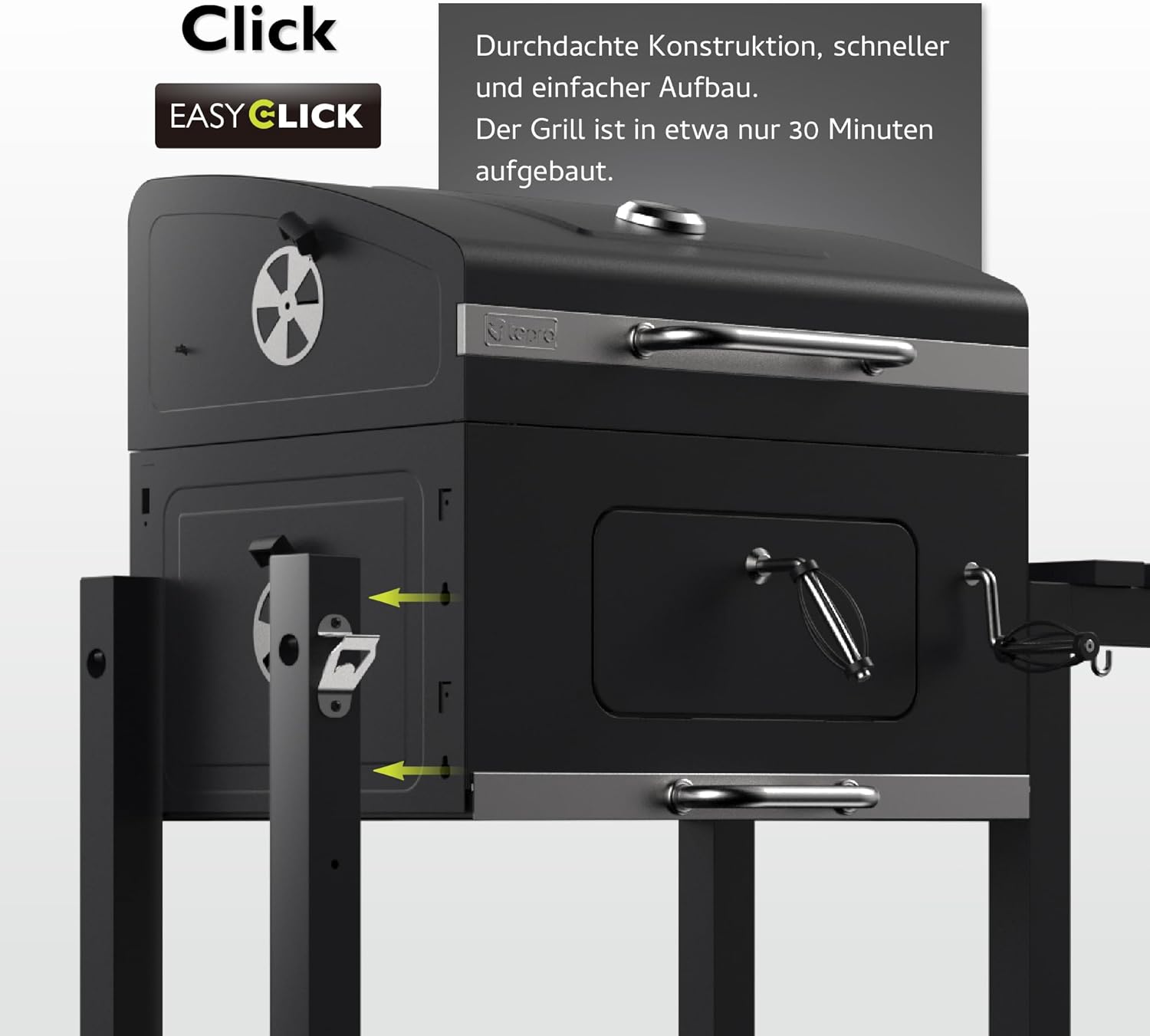Tepro - Toronto Click - barbecue charbon acier anthracite inox, compact