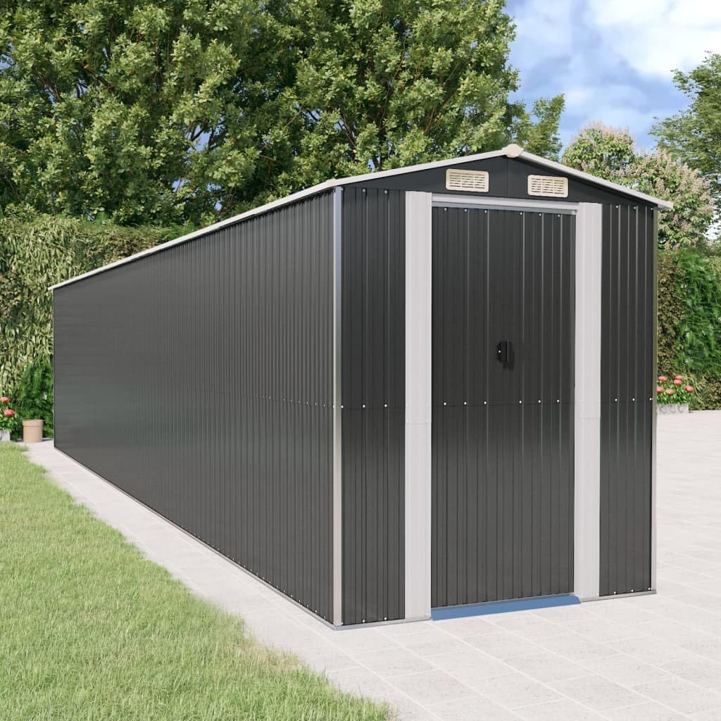 vidaXL - Abri de jardin acier galvanisé 192x938x223 cm - anthracite