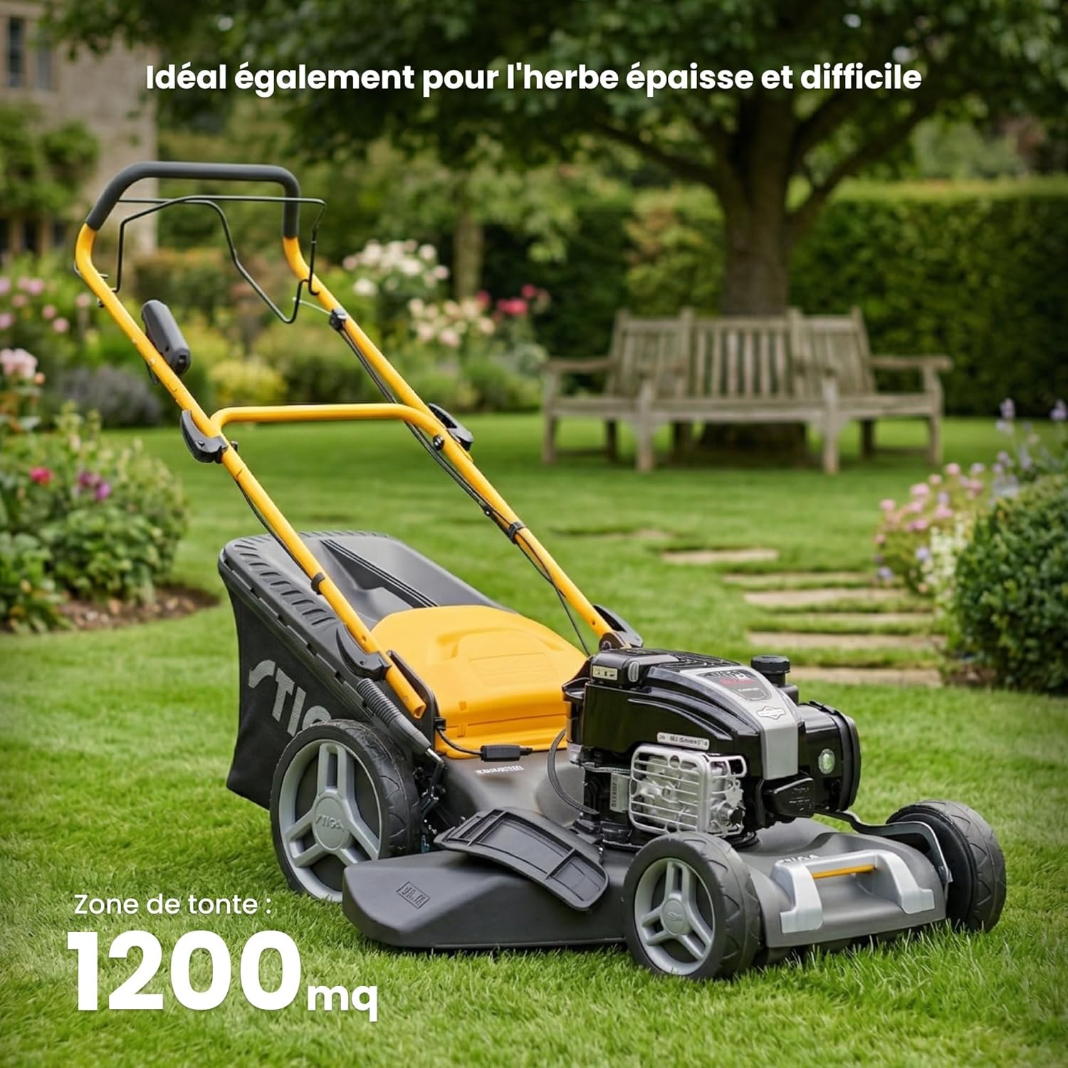 STIGA – Combi 48 SEQ B MS – 46 cm – 150cc, bac 60L, 4-en-1, 1200m²