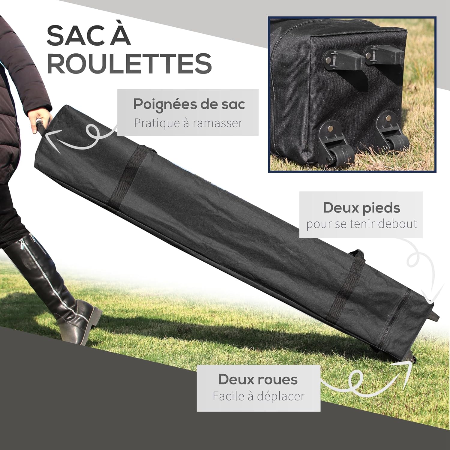 Outsunny - barnum pop-up 5x3m - 2 parois réglables, sac à roulettes