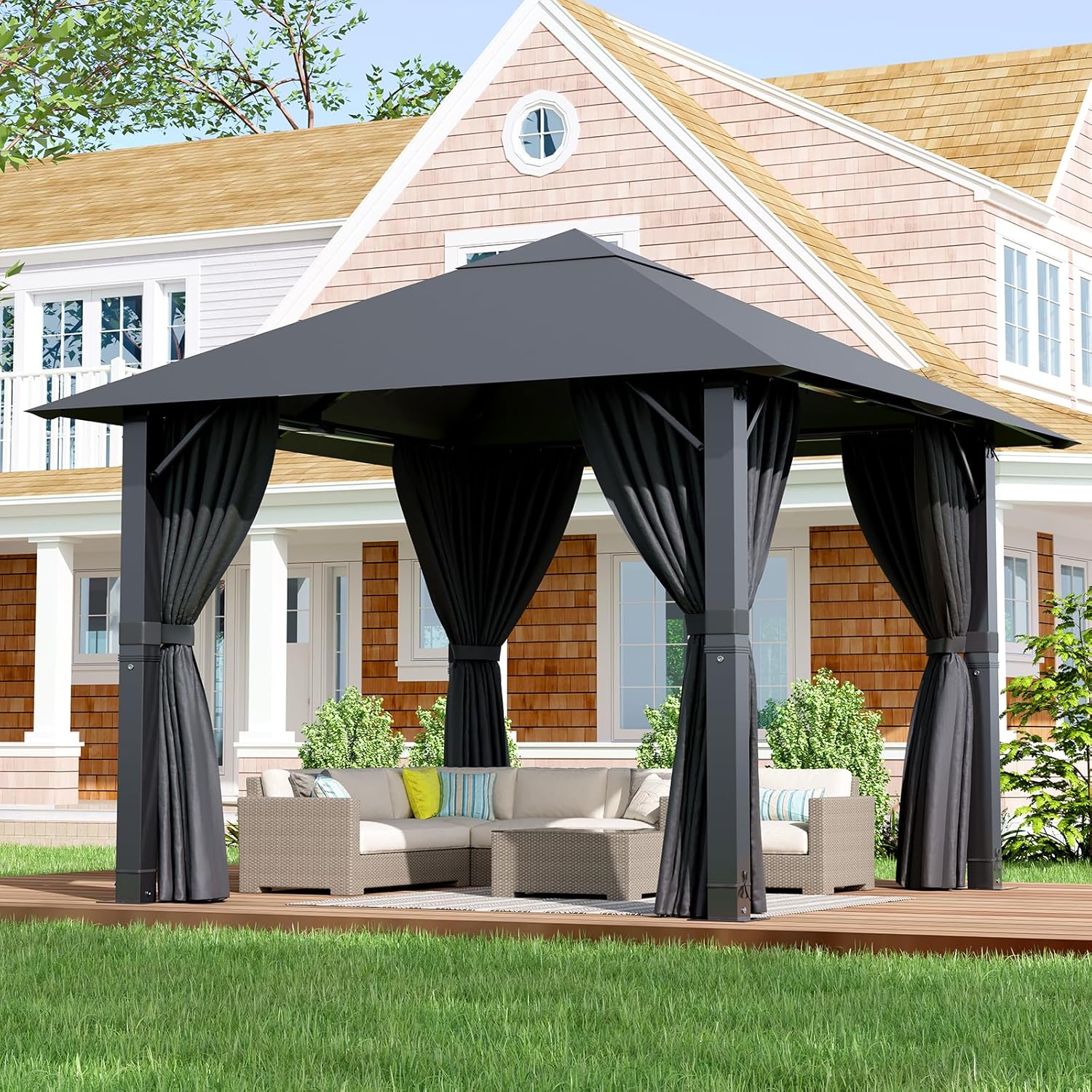 Devoko - tonnelle de jardin aluminium 3x3m - UV50+, gris