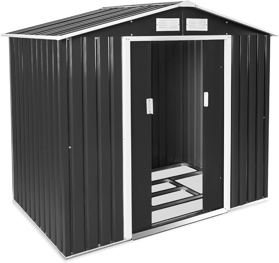 tectake - abri de jardin métal, 214x130x185cm, 4,2m³, double pente, fondation