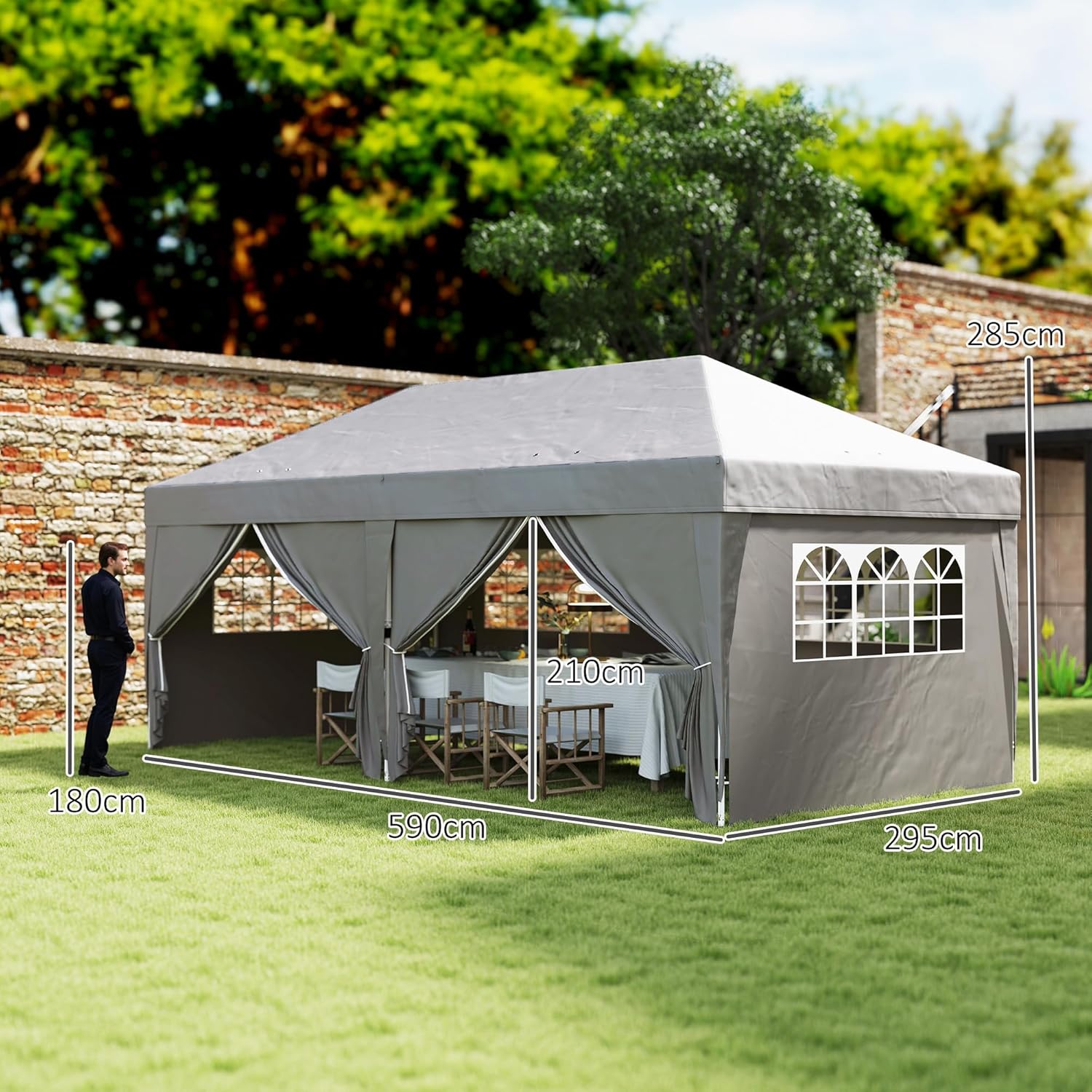 Outsunny - tonnelle pliante série Pop-up - 3x6m - 6 parois, sac transport, gris
