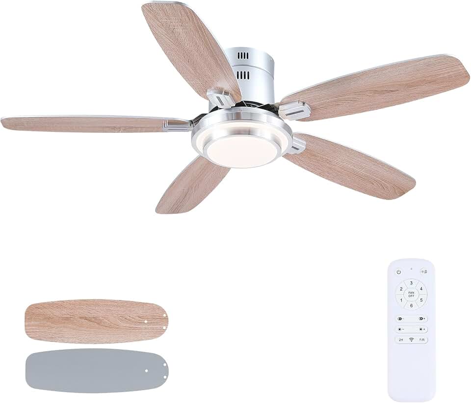 Kviflon - Ventilateur Plafond DC 127 cm, LED, télécommande, 3 pales