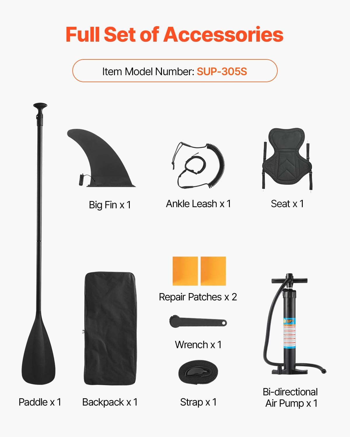 VEVOR - Paddle gonflable avec siège - 304x83x15cm - ultra-légère, accessoires complets