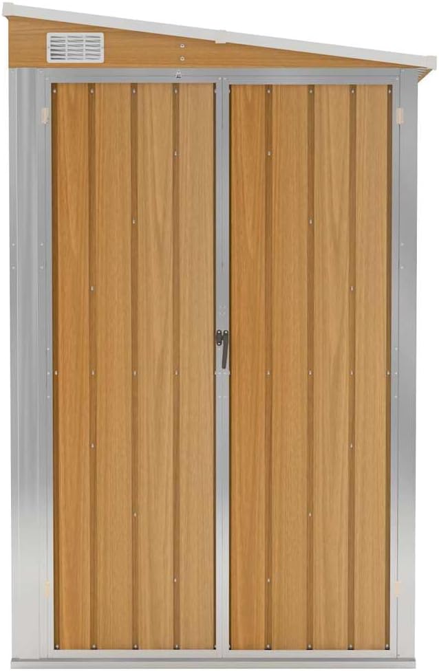 Abri de jardin mural - acier galvanisé marron - 118x288x178 cm - structure robuste - 316228