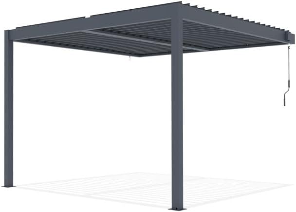 CAZEBOO - Piana - 3x3m pergola adossée aluminium, lames acier, vent/soleil/pluie