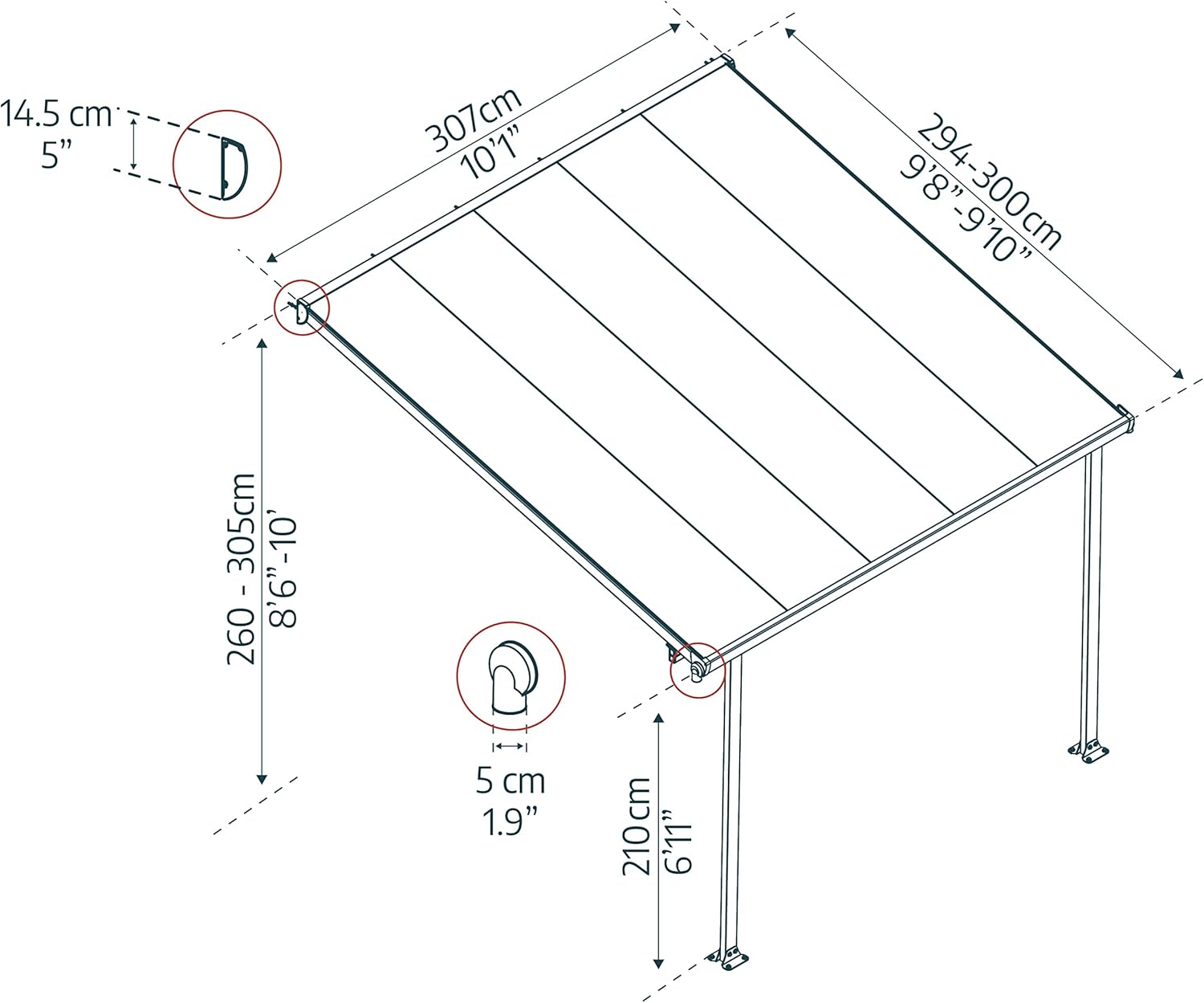 Canopia by Palram - Pergola Feria - 9.2 m² - Aluminium & polycarbonate, moderne, terrasse, gris