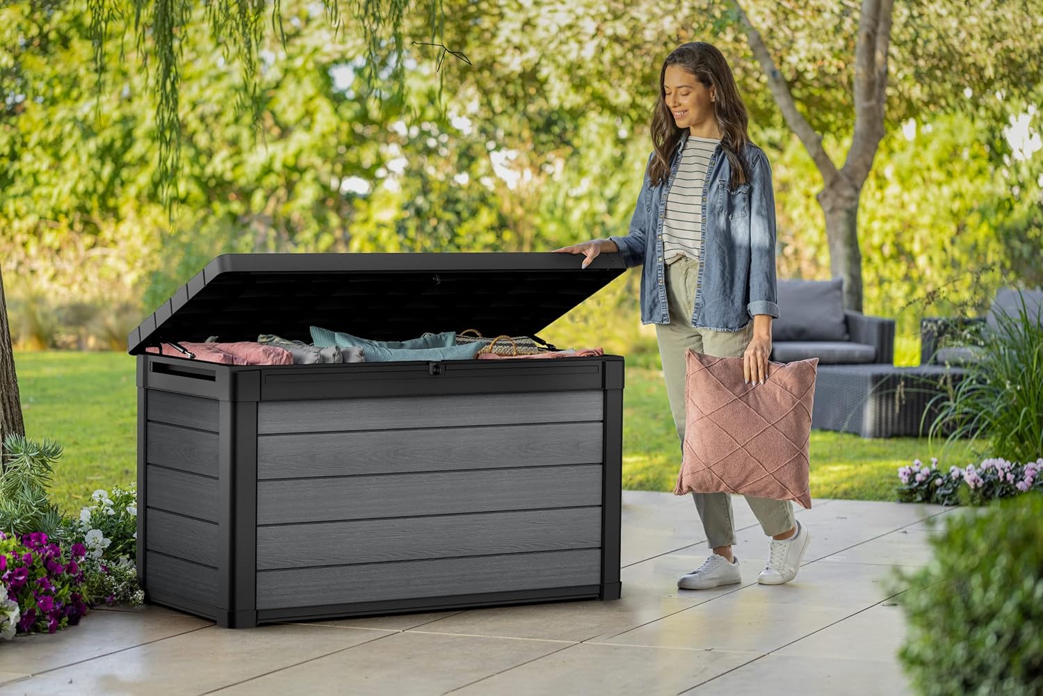 Keter Coffre de jardin Cortina gris - 380 litre