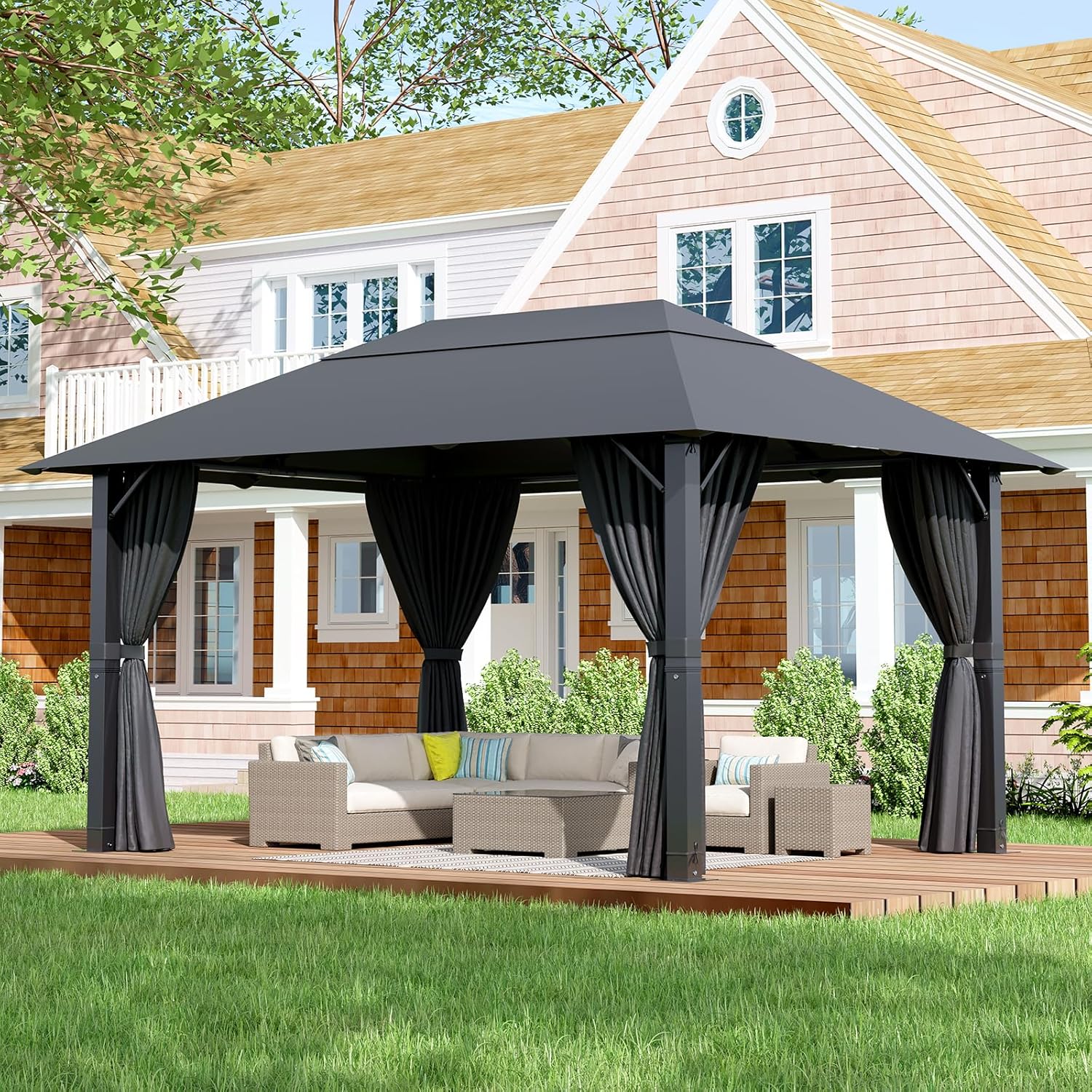 Devoko - tonnelle aluminium jardin série extérieure - 3x4m - imperméable, anti-UV, résistante hiver