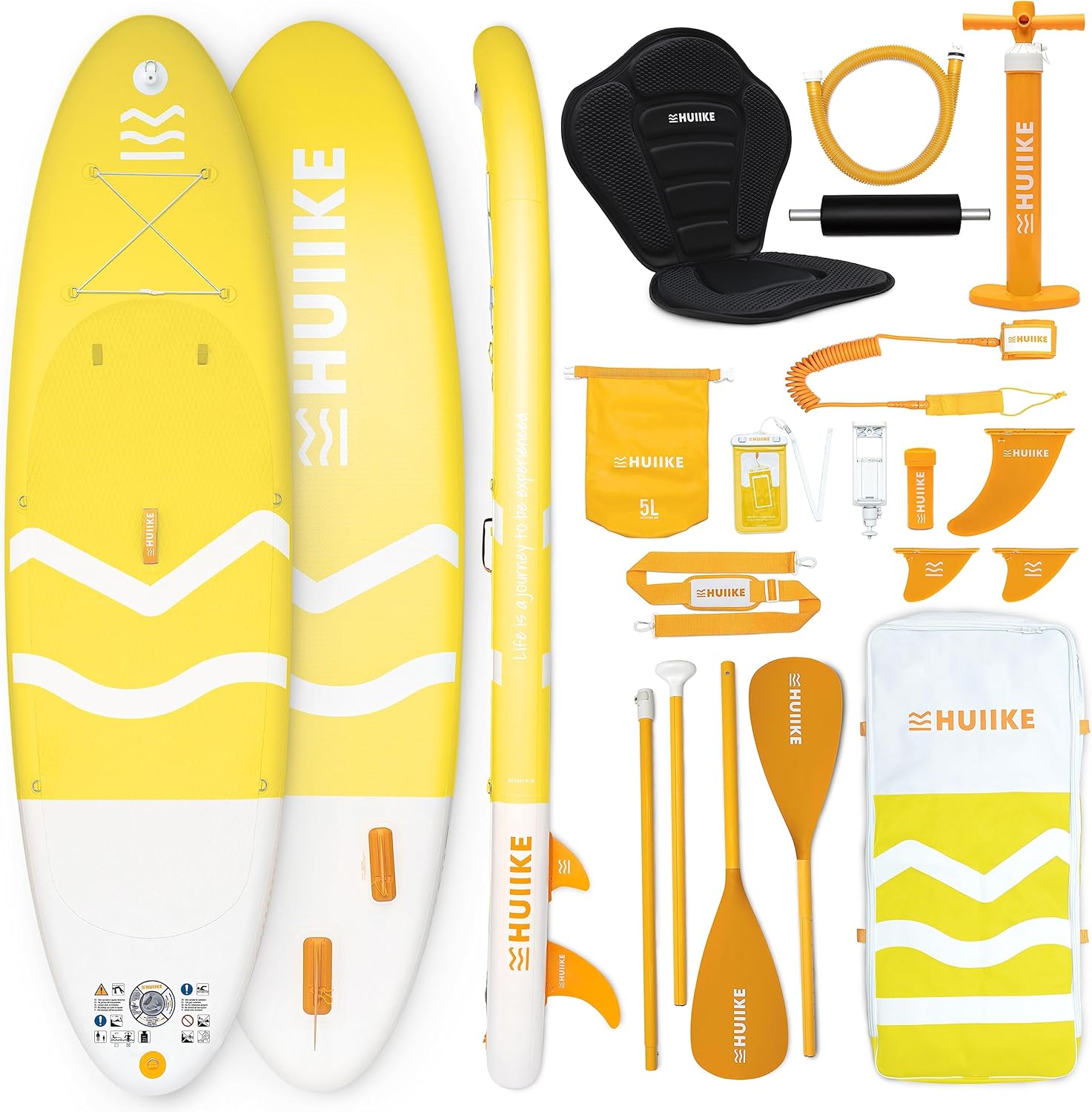 HUIIKE Paddle Gonflable Adulte avec Accessoires Inclus, Pagaie, Ailerons, Pompe. Planche de Stand Up Paddle Grande Stabilité et Résistance. 305 x 84 x 15 cm, Jusqu'à 130 kg