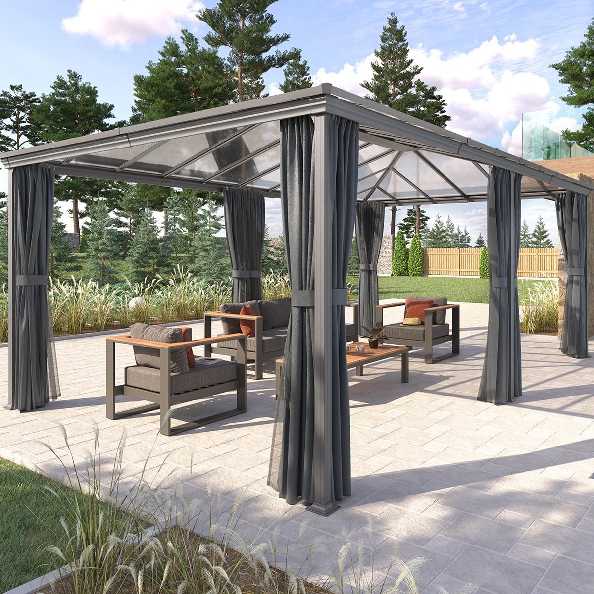 Hespéride - Pergola Belize - 3,6x6m - Aluminium et polycarbonate