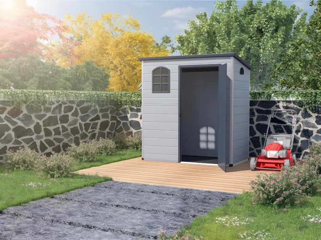 Vente-unique - NERIO - abri de jardin résine gris clair 2,09m²