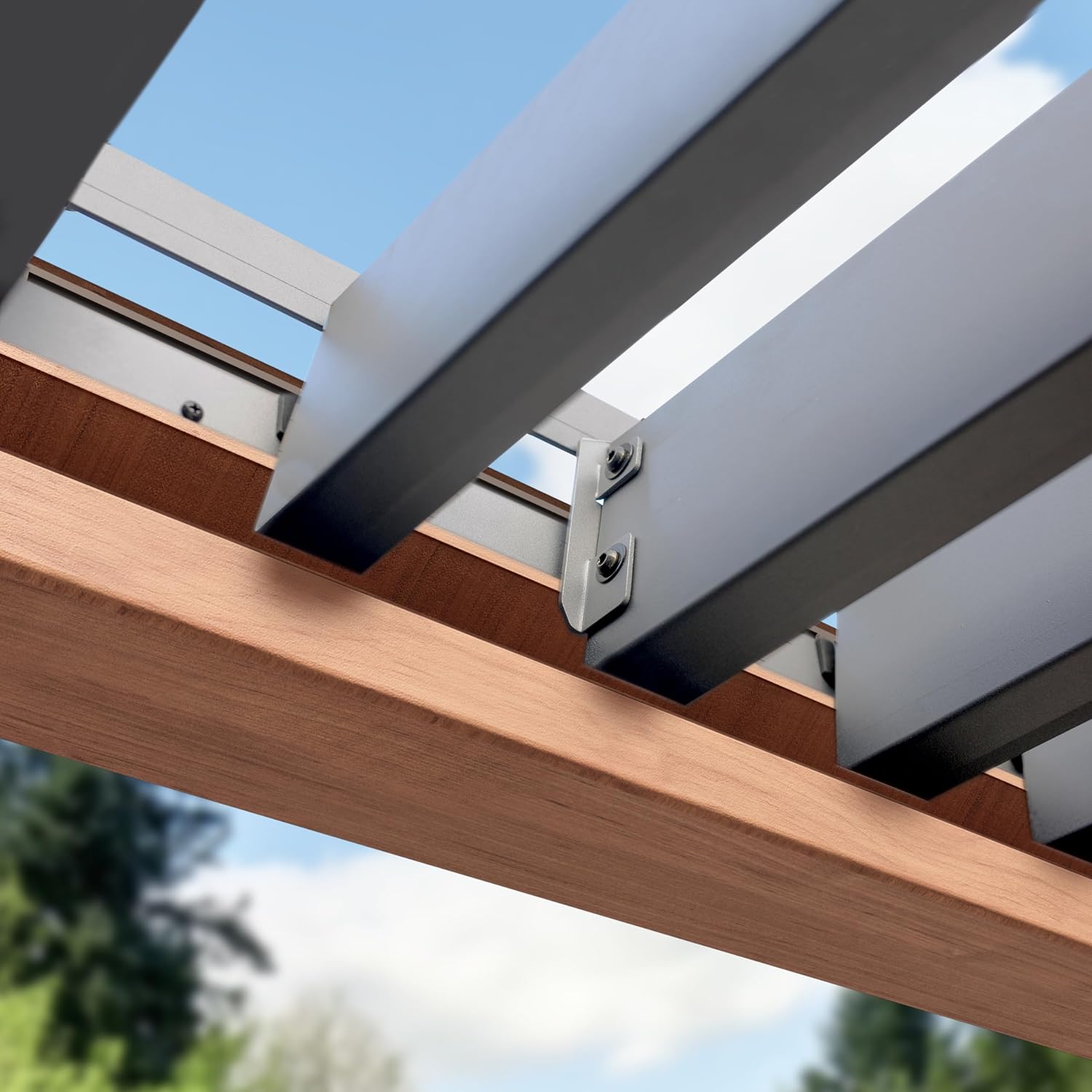 PRIMEYARD - Pergola série aspect bois, 3x3m, lames alu orientables