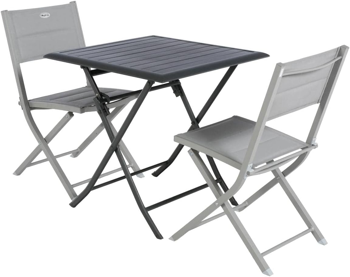 Hespéride - Azua - table pliante 2 places 70x70cm aluminium gris