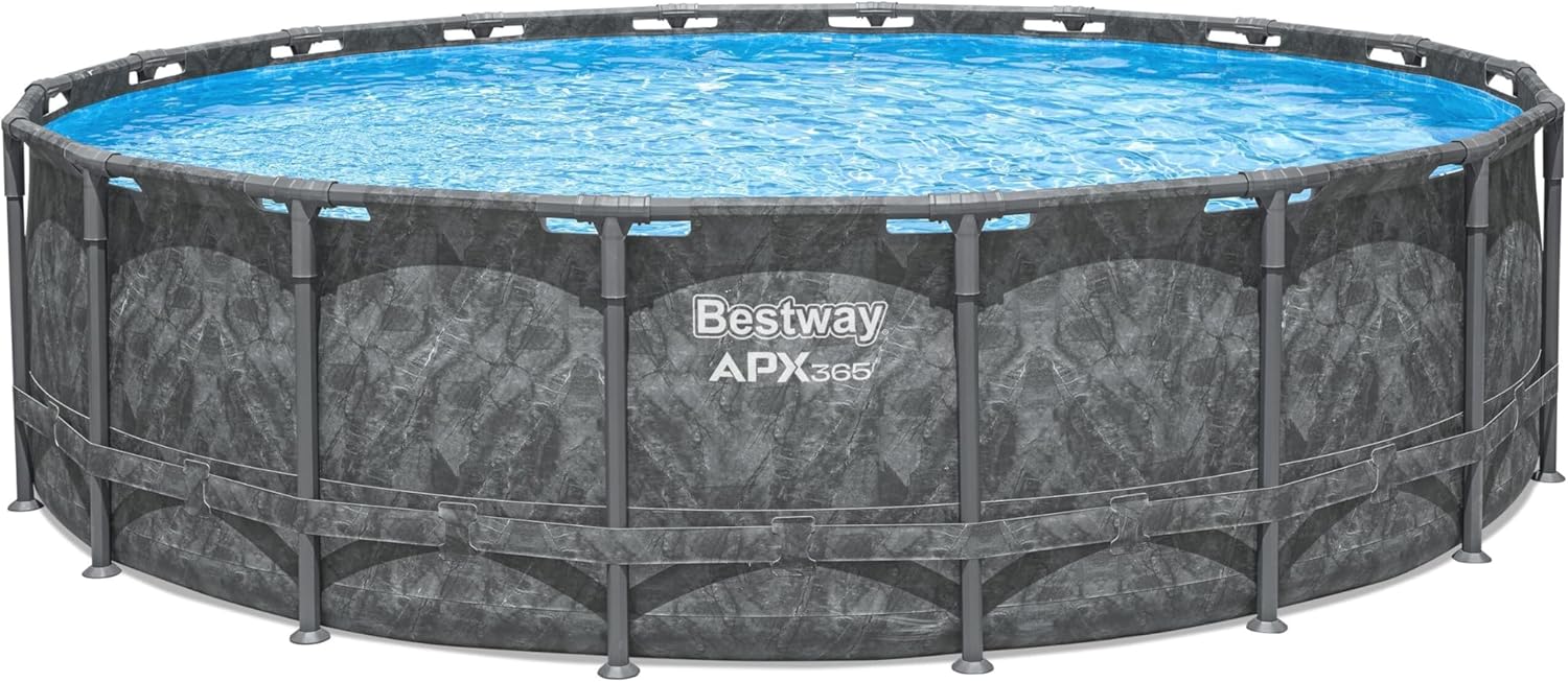 Bestway Kit Piscine Hors Sol Ronde APX 365-549 cm x 549 cm x 132 cm - Gris foncé