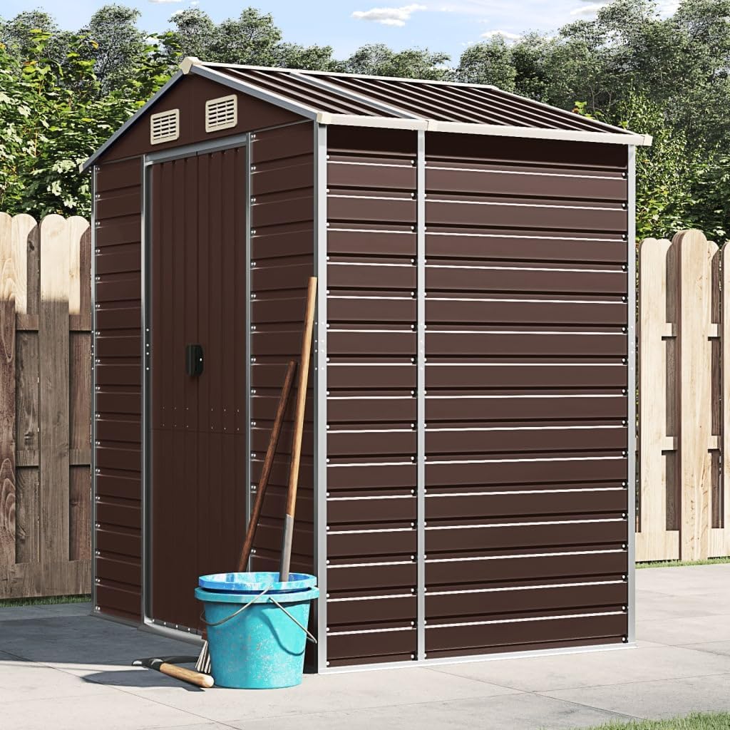 vidaXL - Abri de jardin - 191x130x198 cm - acier galvanisé, marron