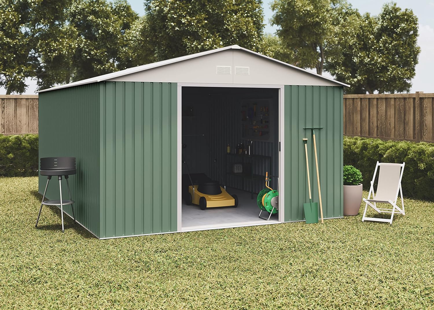 Hoggar Abri de Jardin en métal Anjala 15.50 m2 - Garantie 10 Ans - 452x343x223cm