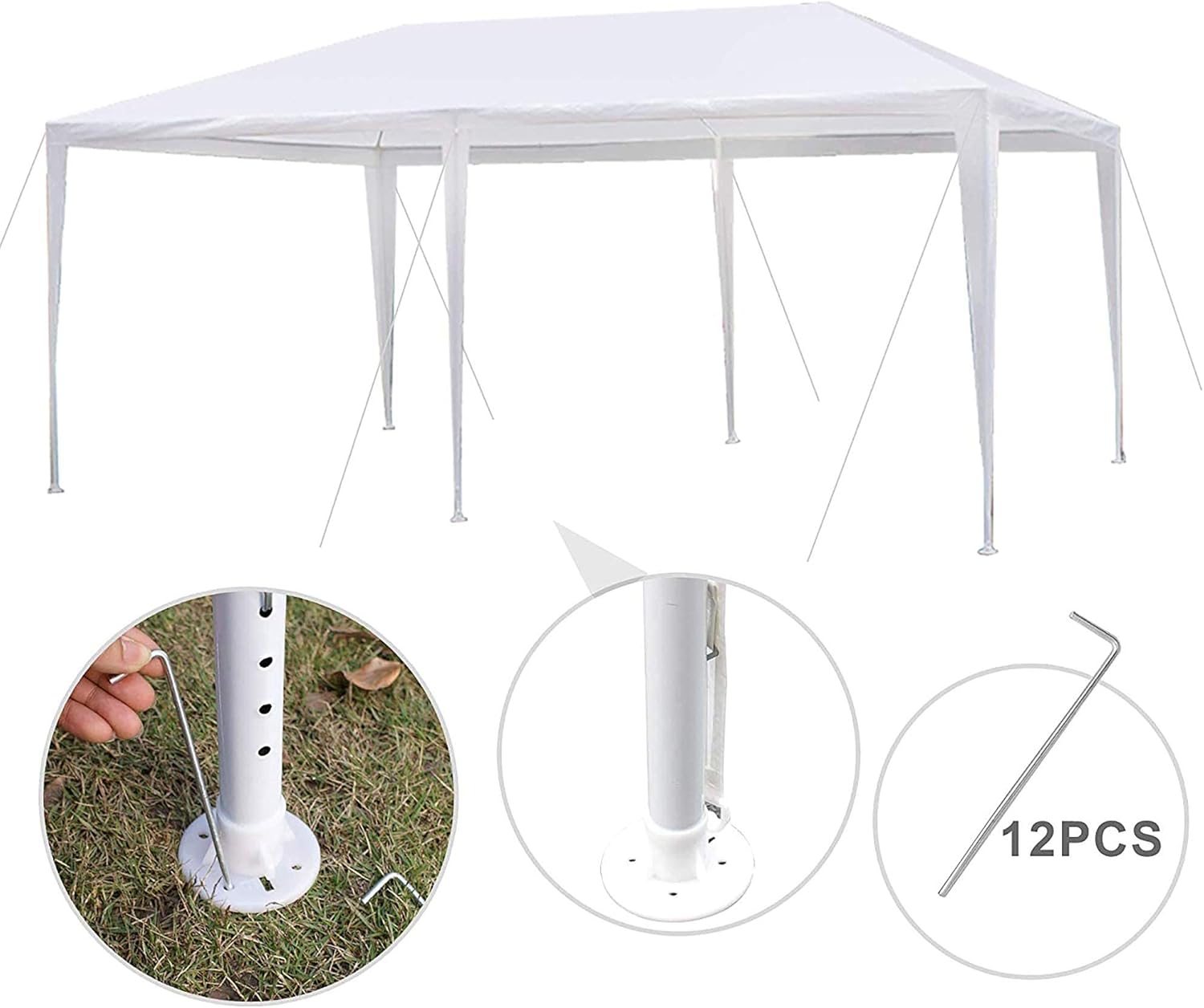 Alightup - tonnelle pliante série jardin - 3x6m - imperméable, 6 parois, anti-UV, bâche PE épaisse
