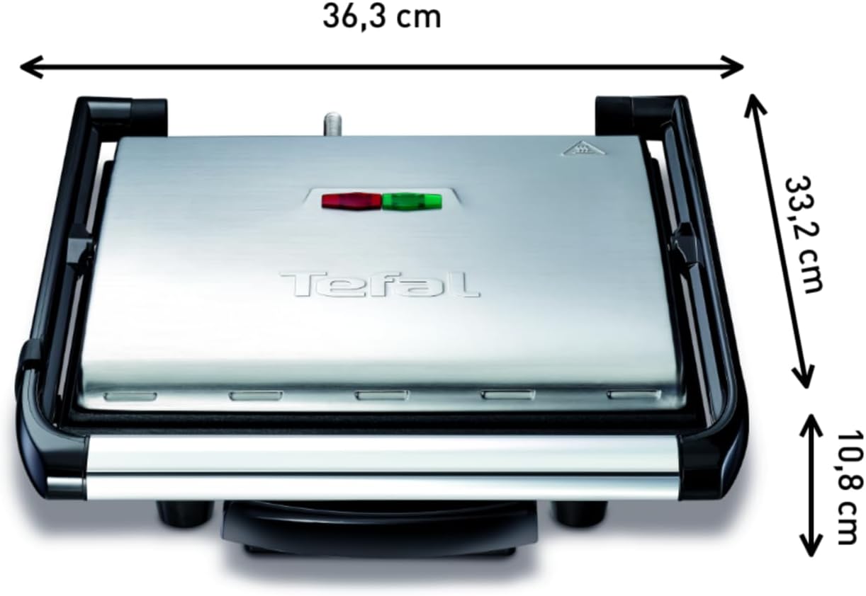 Tefal - Gril Viande Panini Multifonction 2000W, rangement vertical, noir/argent - GC241D12