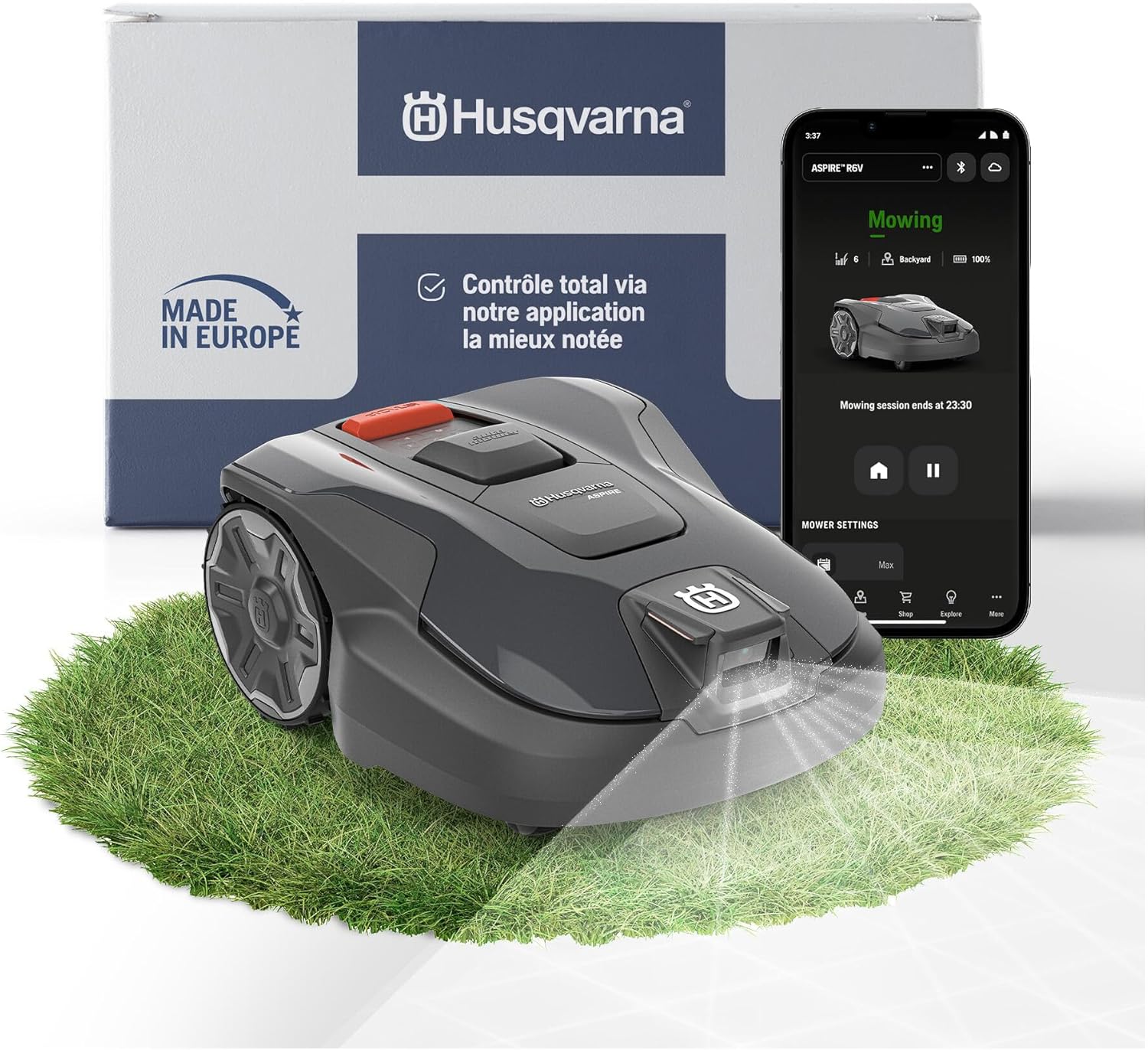 Husqvarna - Automower Aspire R6V - jusqu'à 600m² - IA Vision, GPS, WiFi, tonte sans fil périphérique, Zones virtuelles, 
