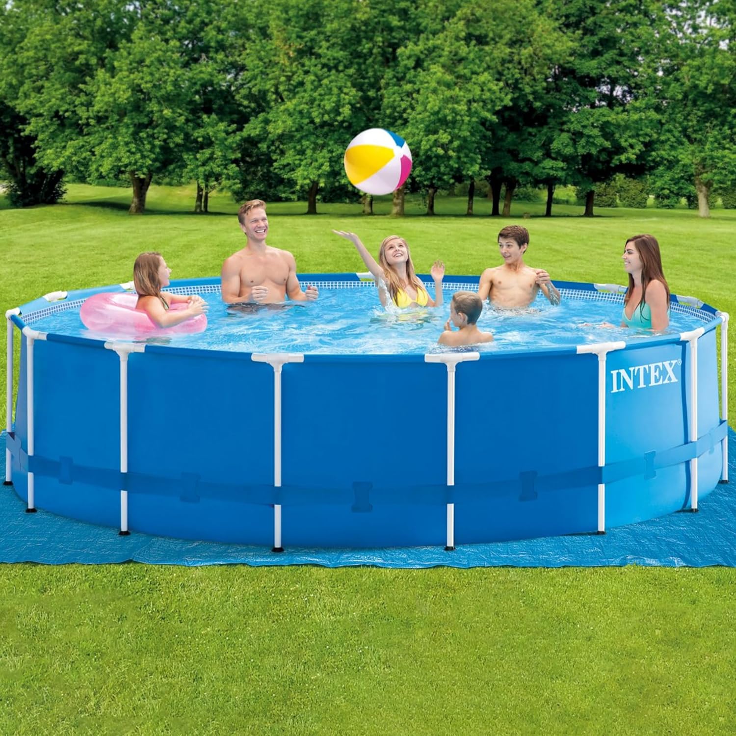 Intex kit piscinette Metal Frame Ronde Tubulaire (ø) 4,57 x (h) 1,22m