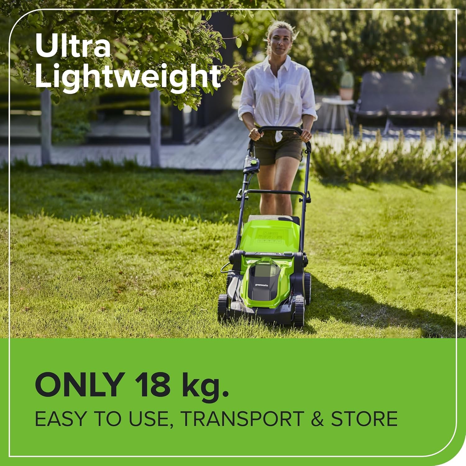Greenworks G40LM41K2X Tondeuse à Gazon sans Fil pour Pelouses Jusqu'à 500m², Largeur de Coupe 41 cm, Sac de 50L, INCLUS Deux Batteries 40V 2Ah et Un Chargeur, Garantie 3 Ans