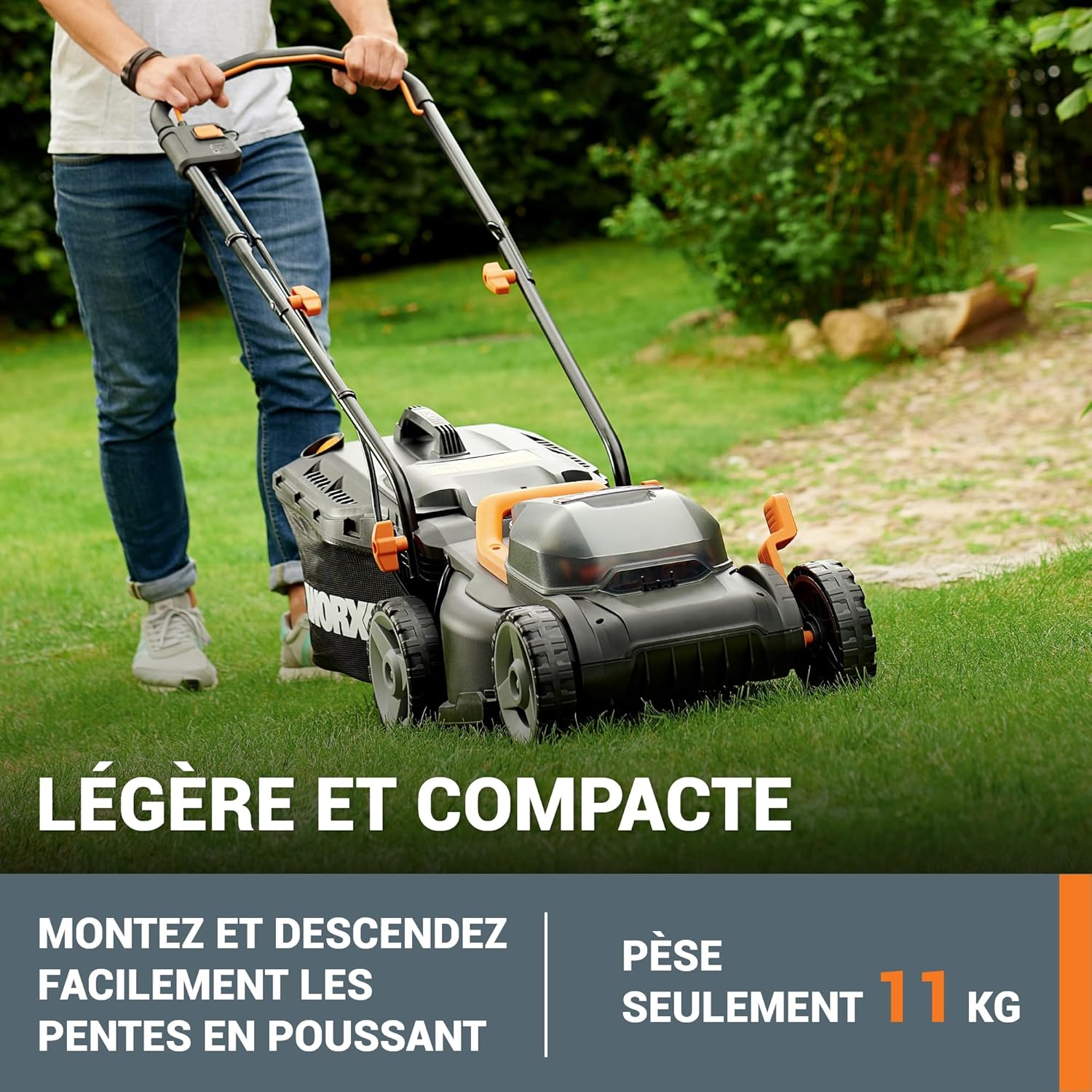 WORX - tondeuse sans fil 34 cm, 40V, 230m², 6 hauteurs, légère WG779E.1