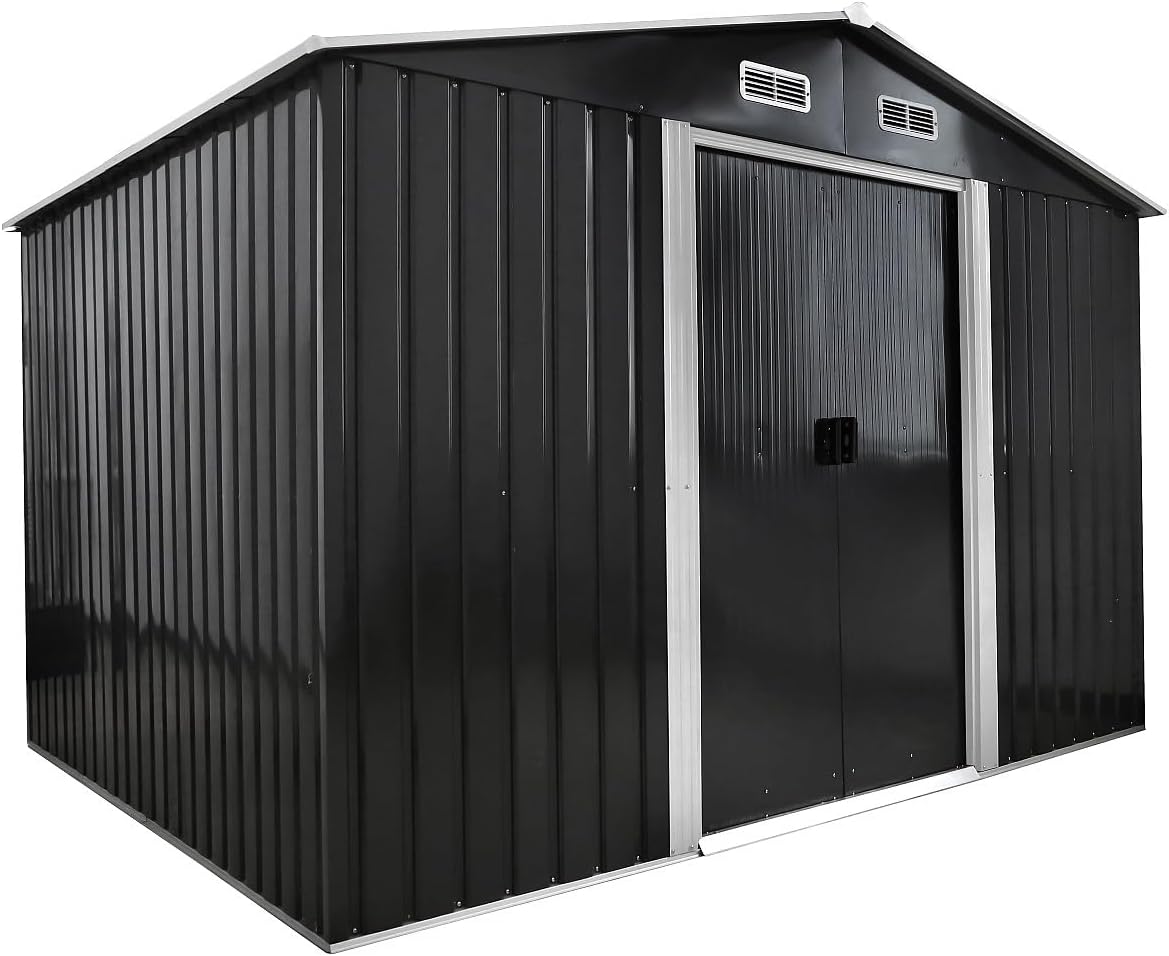 Vente-unique - MANSO - Abri métal acier galvanisé gris 8m² - MANSO