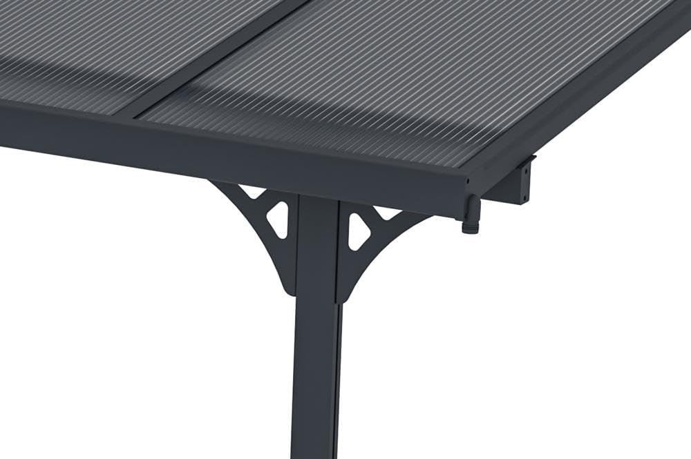 Cazeboo - pergola adossée KLEO - 435x300 cm - alu, toit polycarbonate, résistant UV, gris anthracite KLEO
