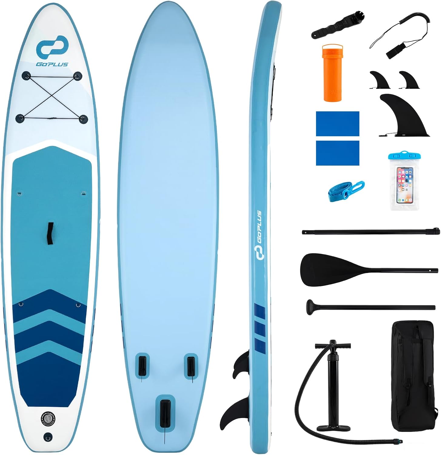 COSTWAY - Paddle board gonflable - réglable, sac à dos, pompe, sécurité