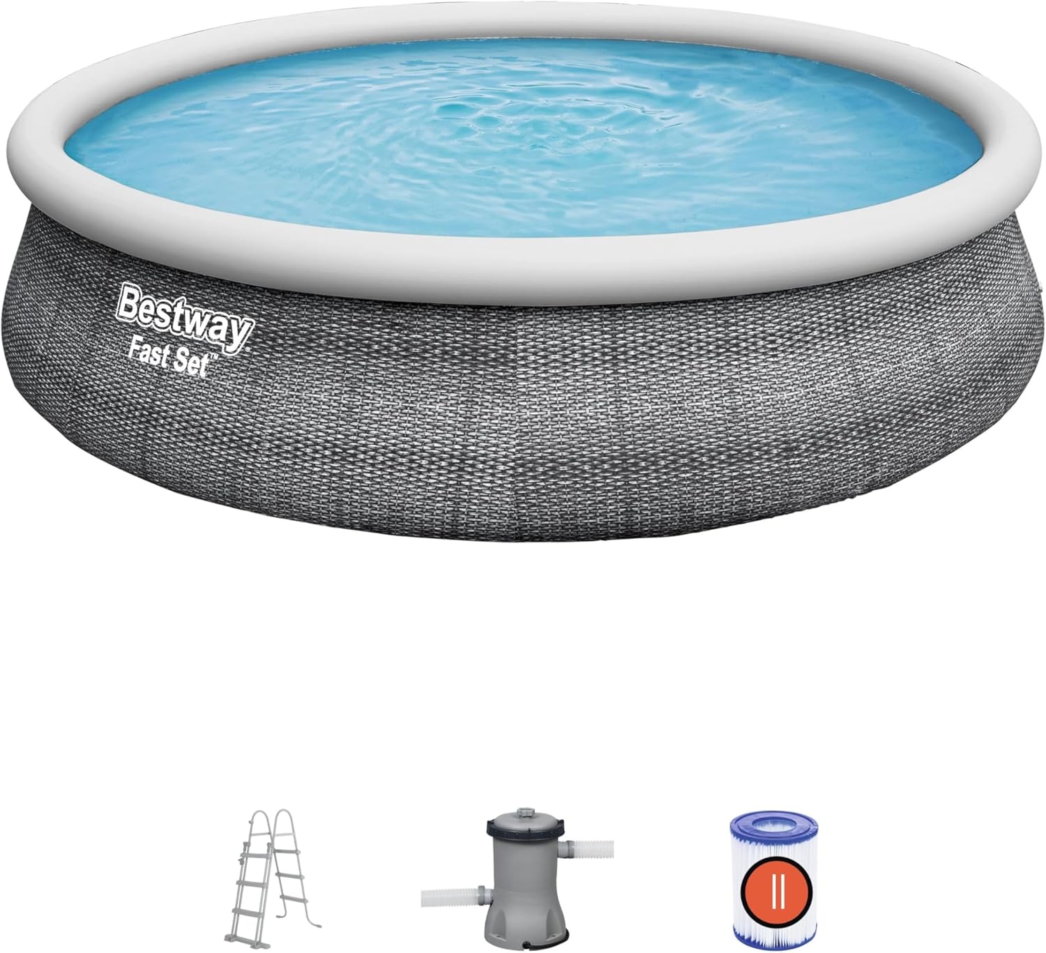 Bestway - Fast Set Rotin - 4.57x1.07m - Piscine autoportée, montage rapide