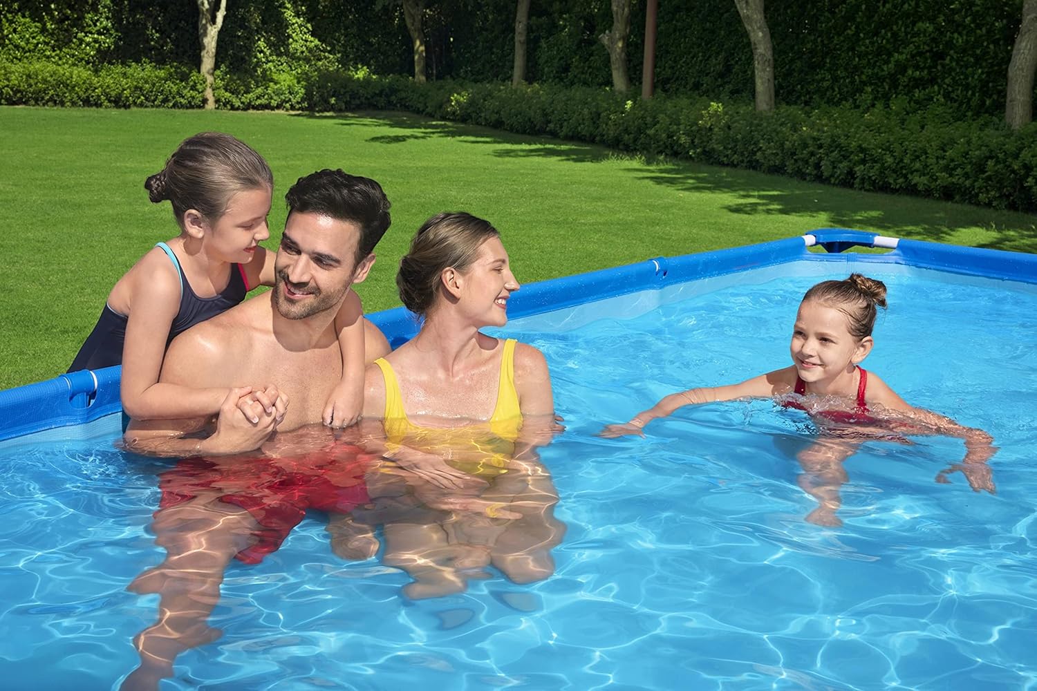 Bestway – Steel Pro – Piscine rectangulaire pour Enfant – avec Cadre en Acier et Pompe filtrante Piscine pour Enfant. 400 x 211 x 81 cm Bleu