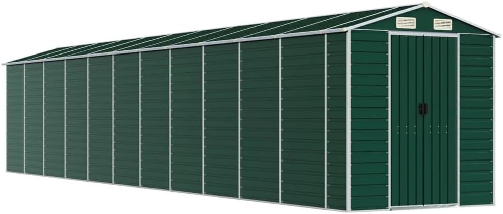 vidaXL - abri de jardin acier, vert, 191x980x198 cm, toit incliné