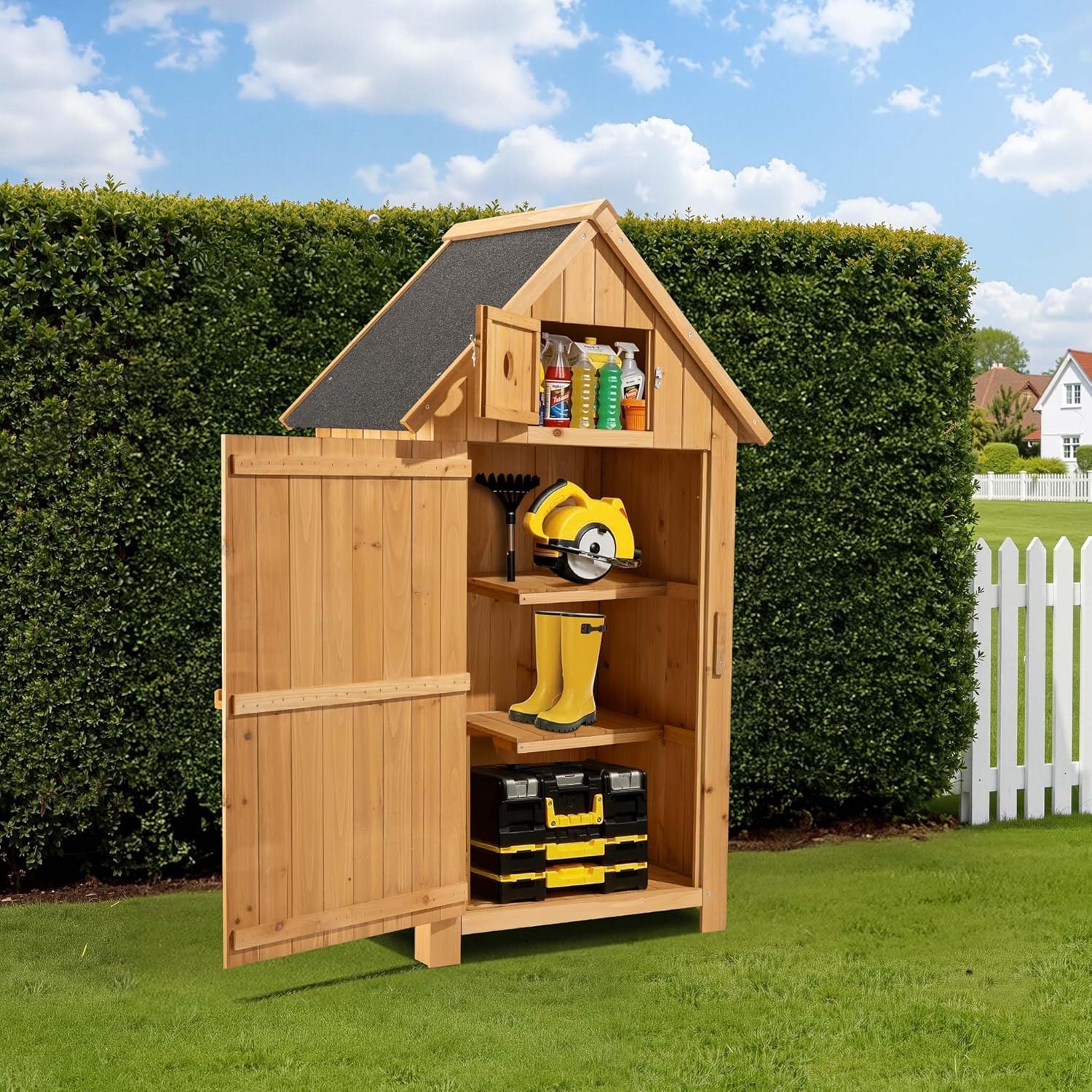 Wiltec - Abri de jardin bois - 770x540x1370mm - toit bitume, 2 portes