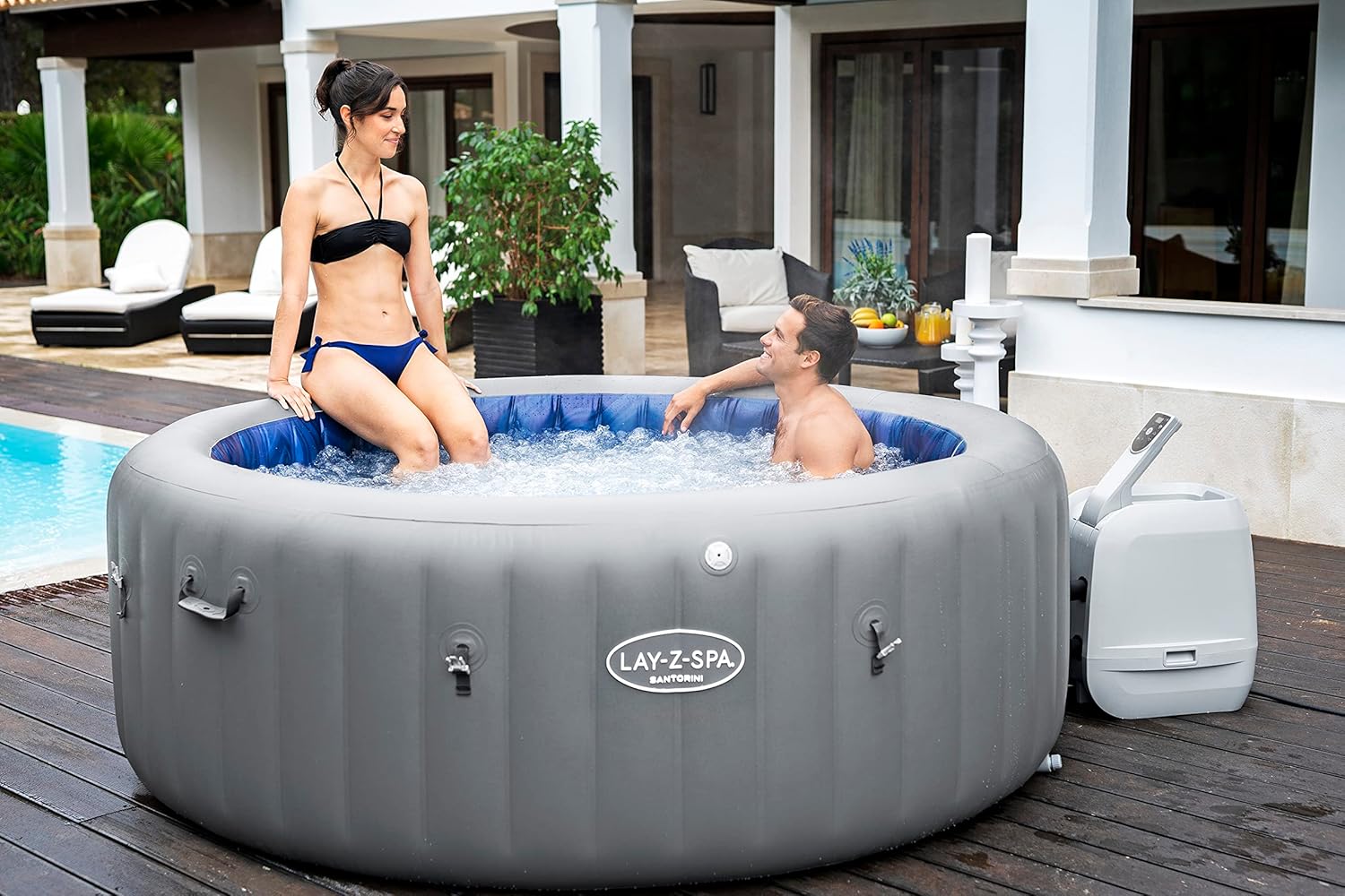 Bestway - Spa Santorini Smart HydroJet Pro - 216x216x80cm - 5 à 7 personnes, contrôle par application